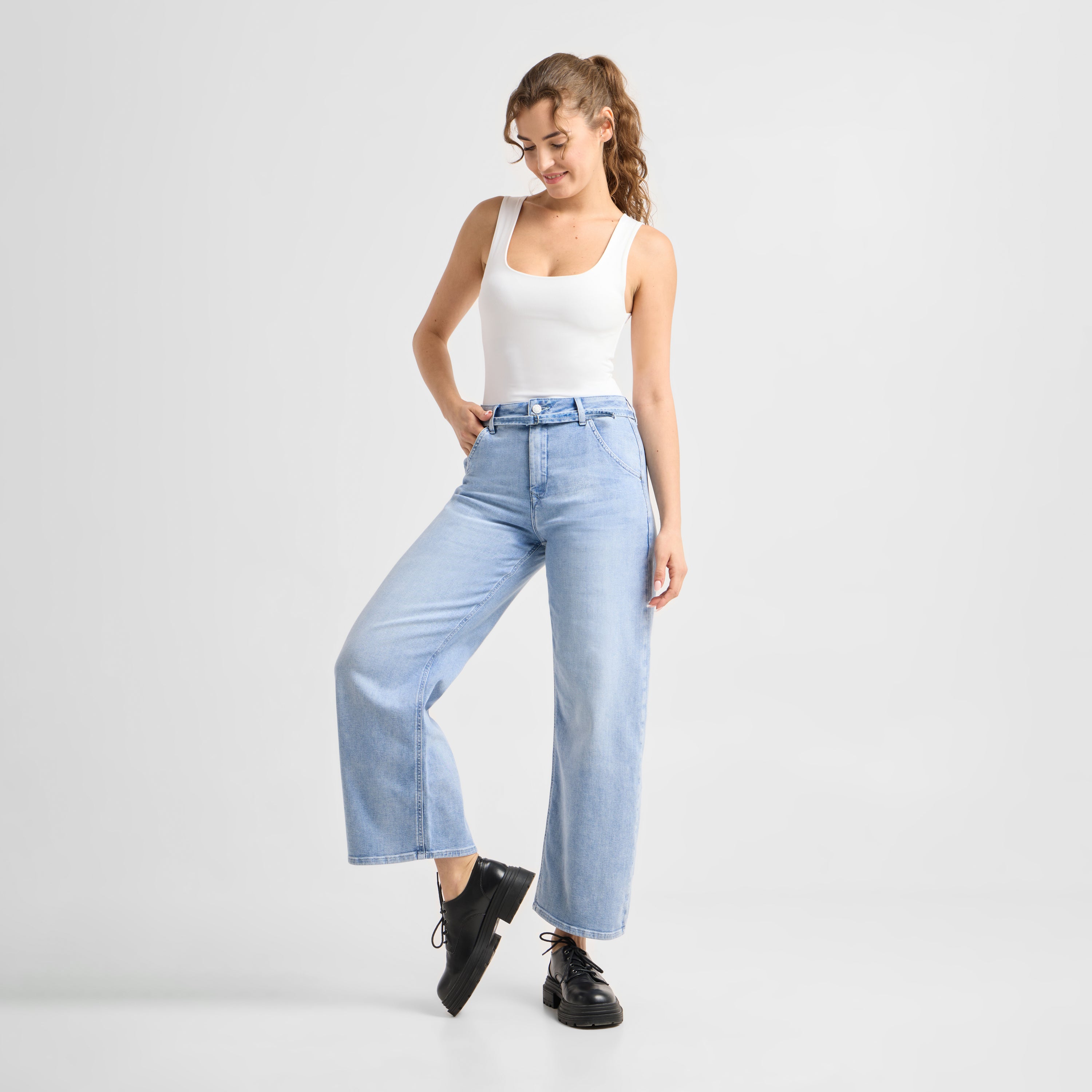 BLINK High Waist Culotte Jeans - Light Blue