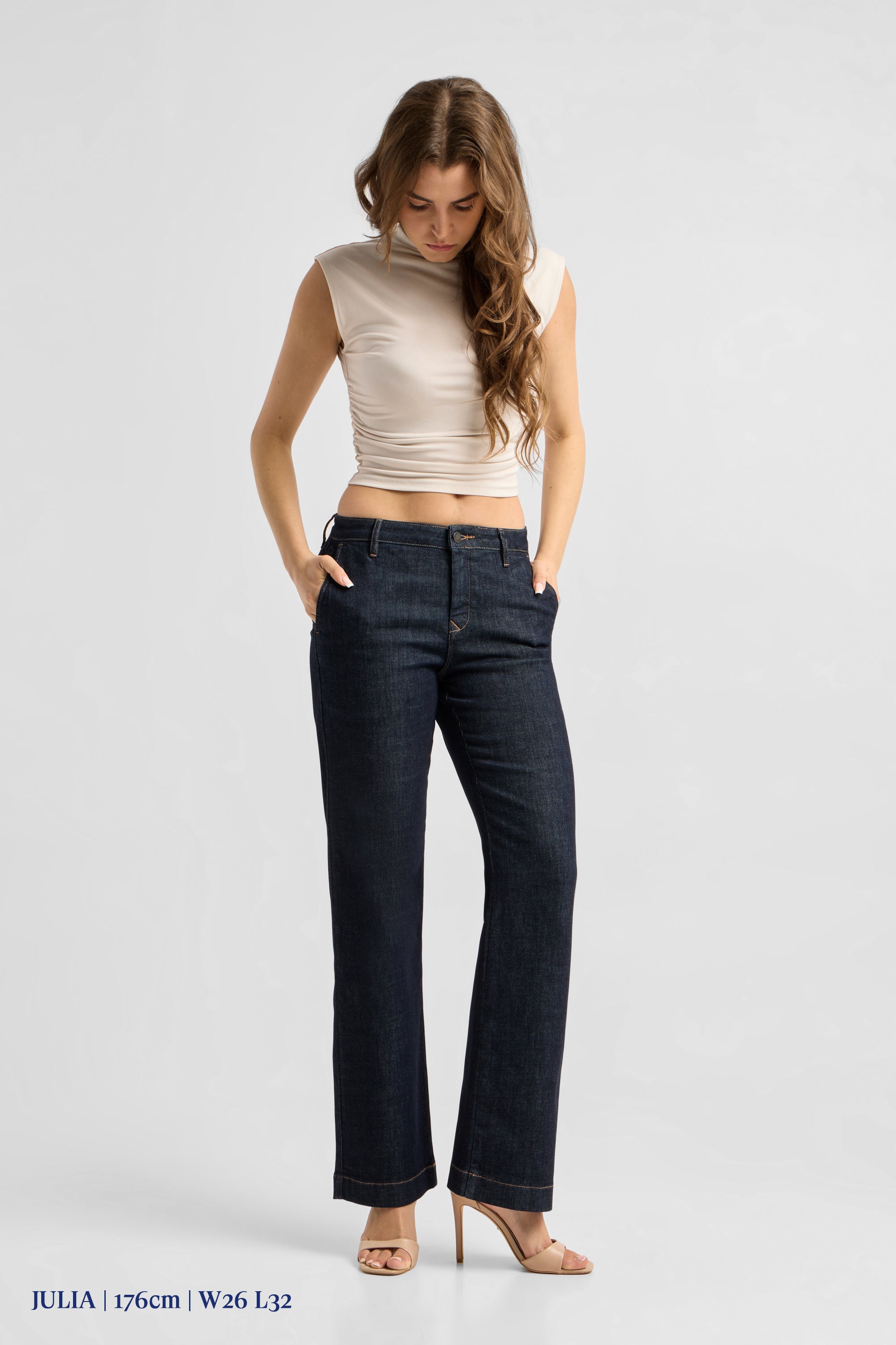 COSMA Flared Soft Denim - Chino - Raw Blue
