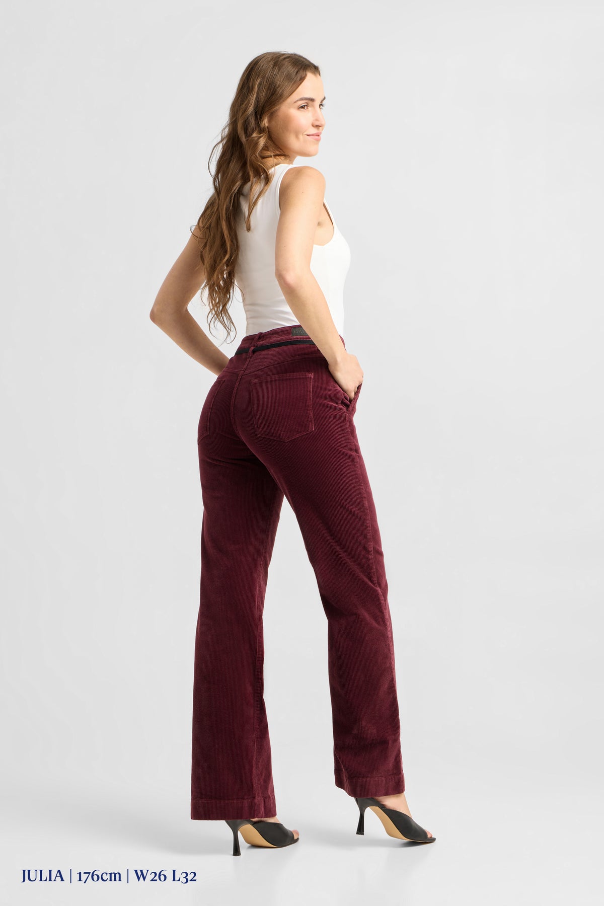 DEW Flared Corduroy - French Pocket - Plum Red Wine
