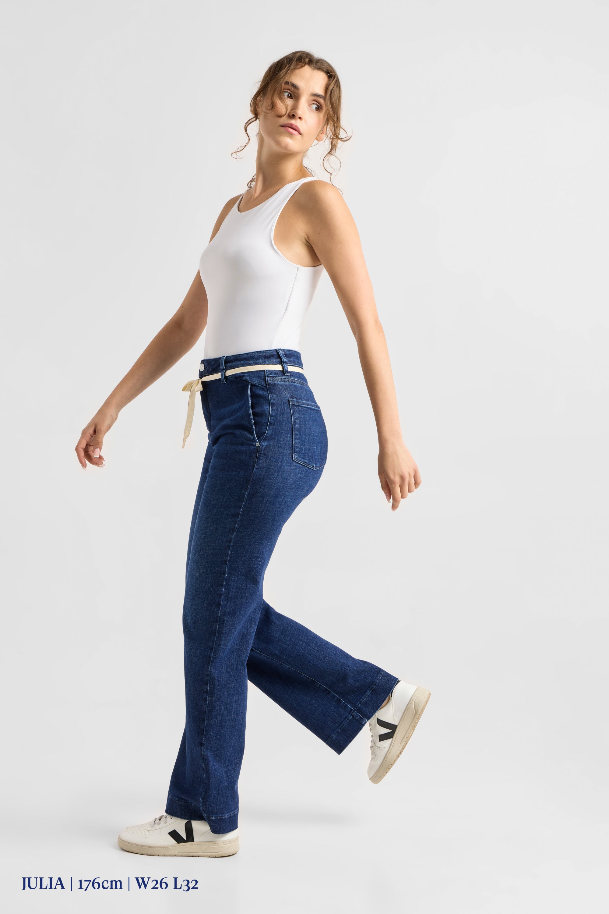 DEW Flared Soft Denim - French Pocket - Dark Blue
