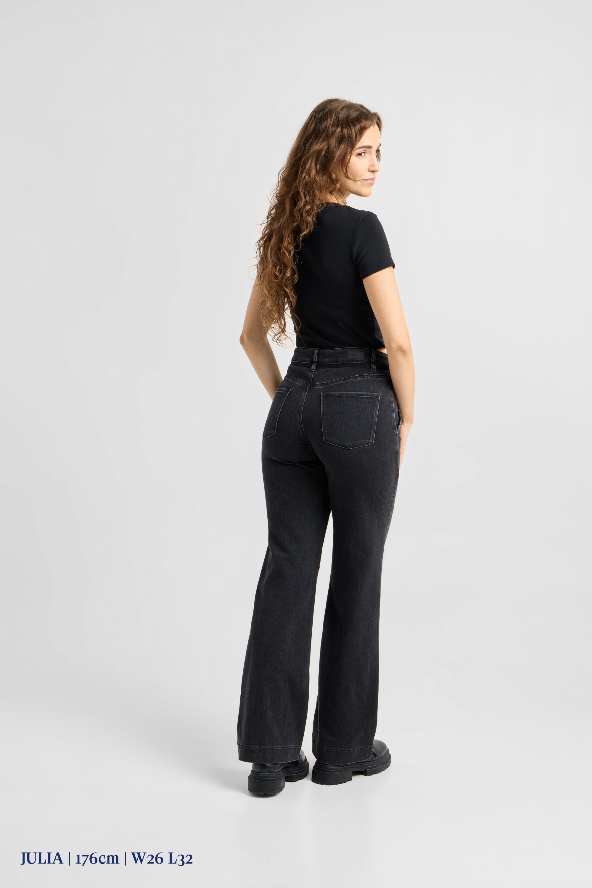 DEW Flared Soft Denim - French Pocket - Black Denim