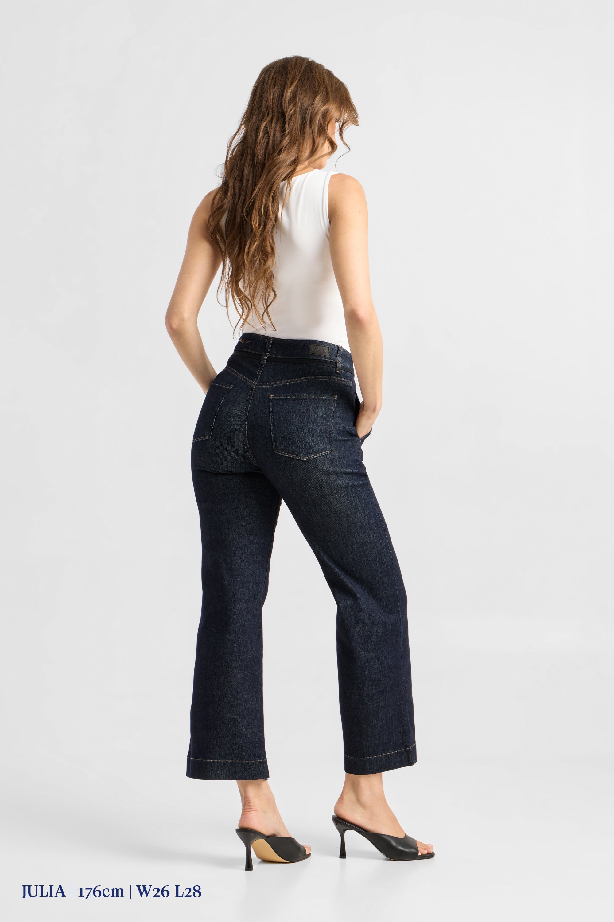 DEW Flared Cropped Soft Denim - French Pocket - Raw Blue
