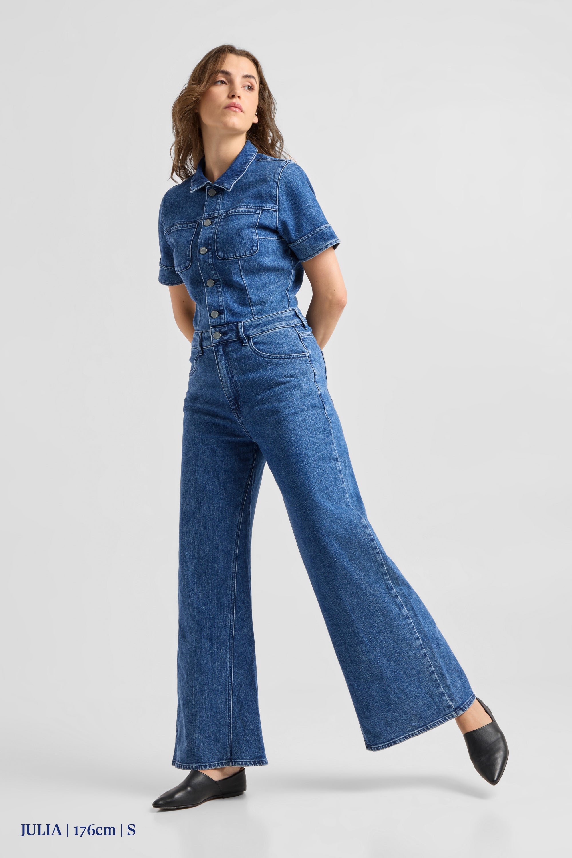 TWITTER Minimal Stretch - Short Sleeve Overall - Medium Blue