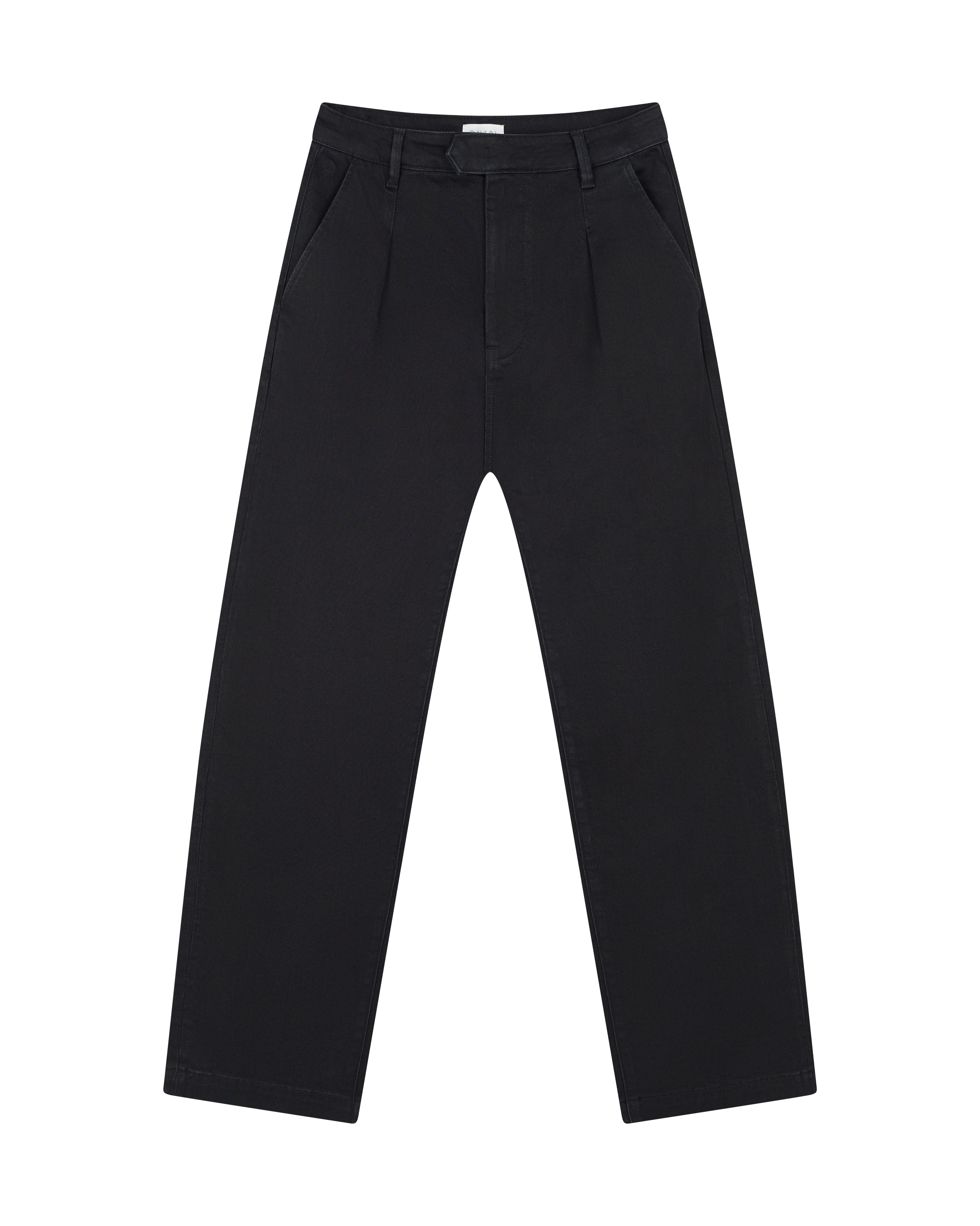Schwarze Balloon-Fit Hose aus TENCEL-Denim mit mittelhohem Bund; weite Hüfte und Oberschenkel, zum Saum hin schmaler.