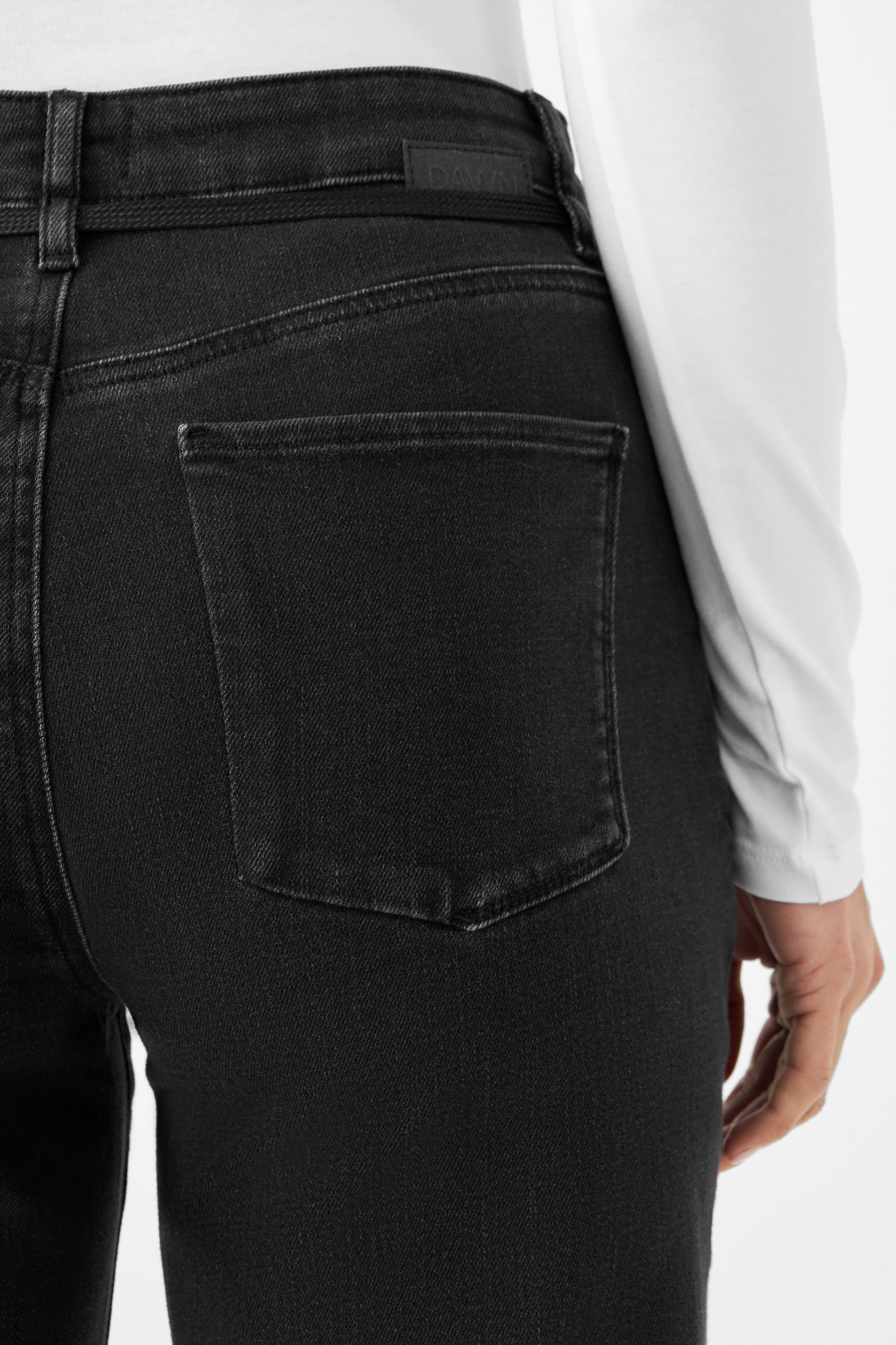DEW Flared Cropped Soft Denim - French Pocket - Black Denim