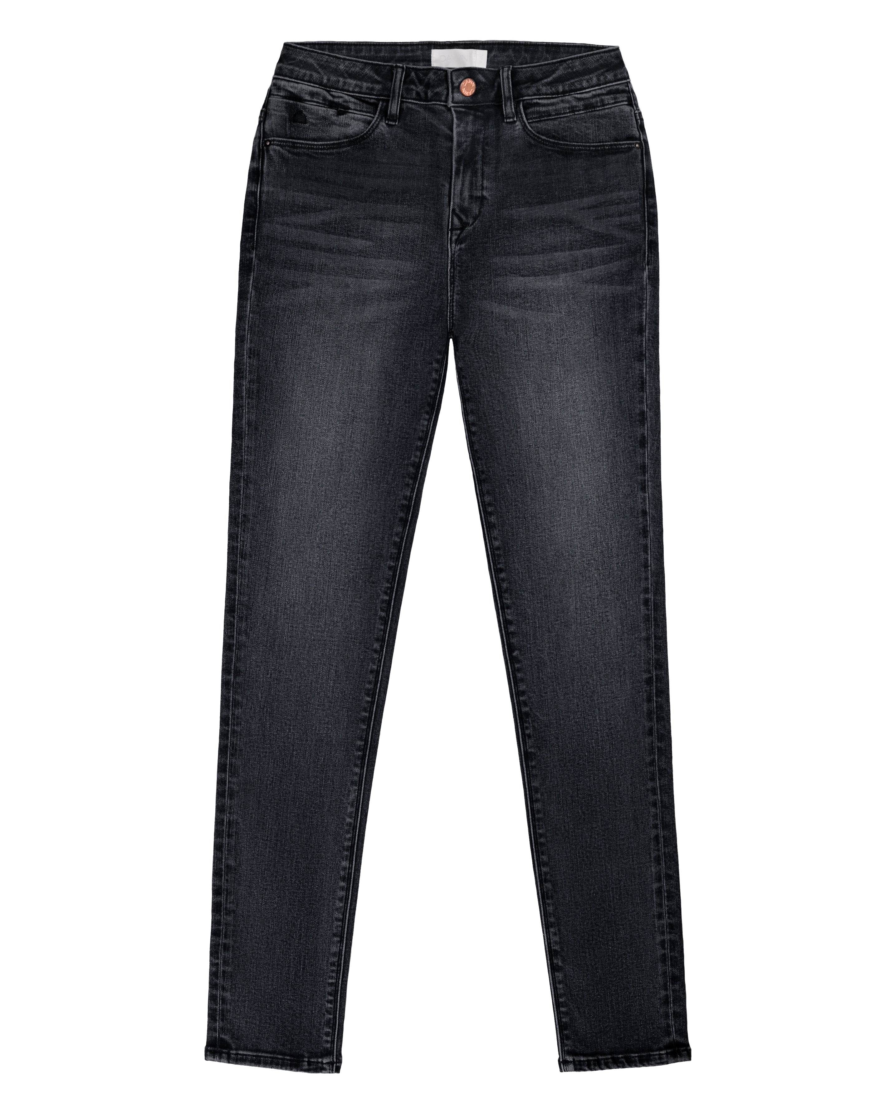 Frontansicht einer schwarzen SUN UP Skinny Jeans – Basic, Powerstretch, dunkle Waschung mit leichten Fade-Effekten, dezente Taschen-Details.