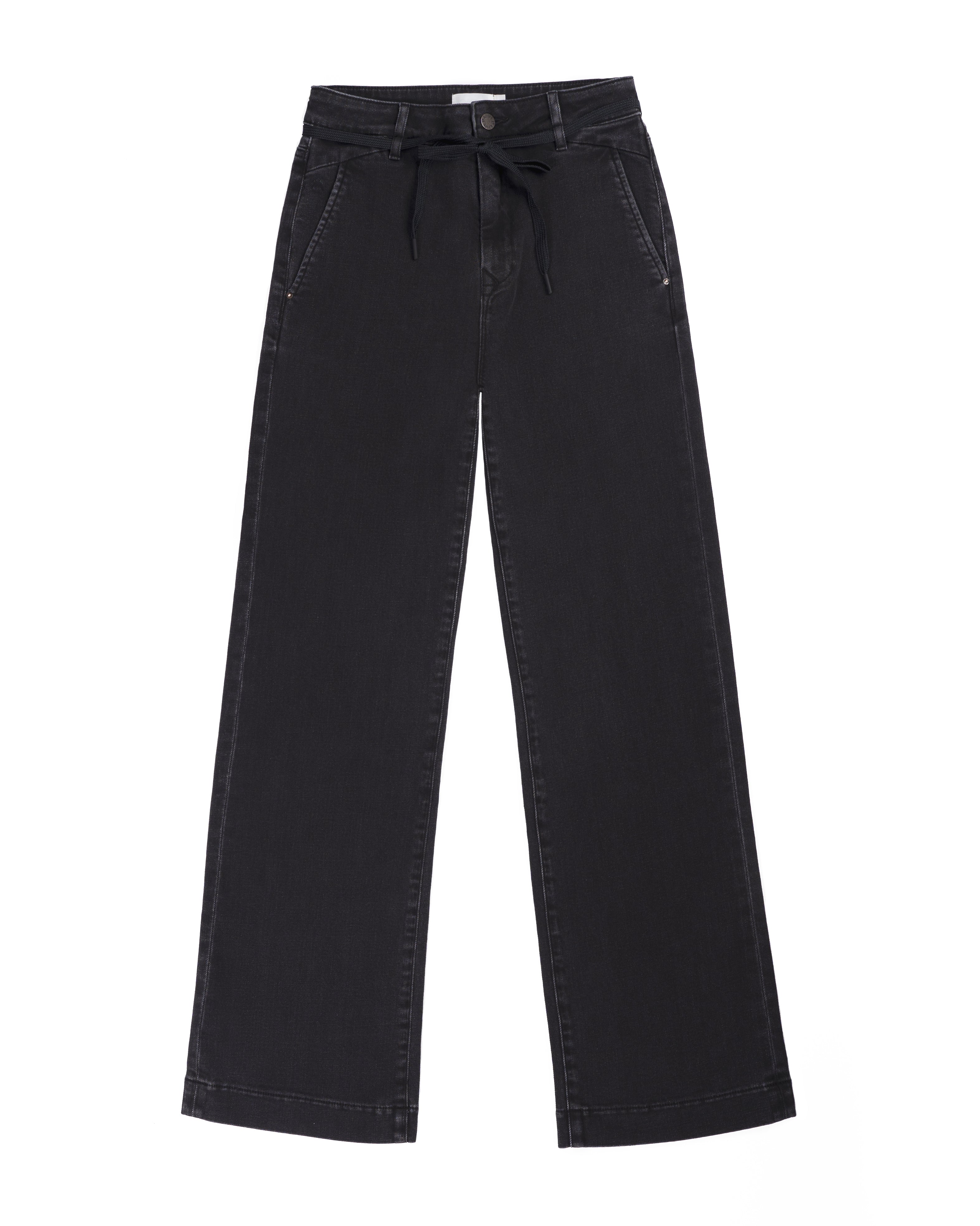 DEW Flared Cropped Soft Denim - French Pocket - Black Denim