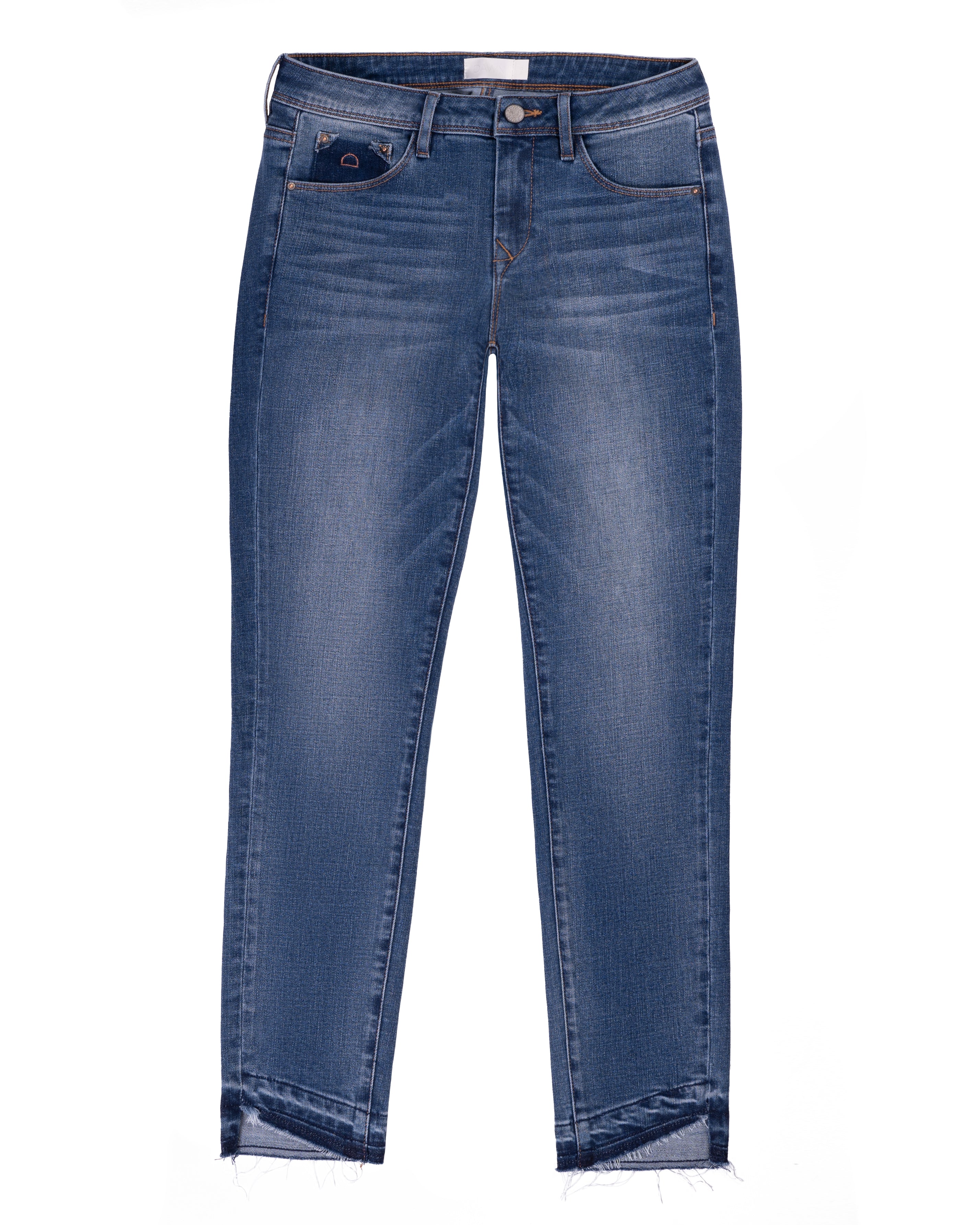 Medium Blue MID SUN Slim-Fit Jeans aus Organic Comfortstretch, 5-Pocket-Design, offener Saum mit Sicherheitsnaht, low-waist Passform.