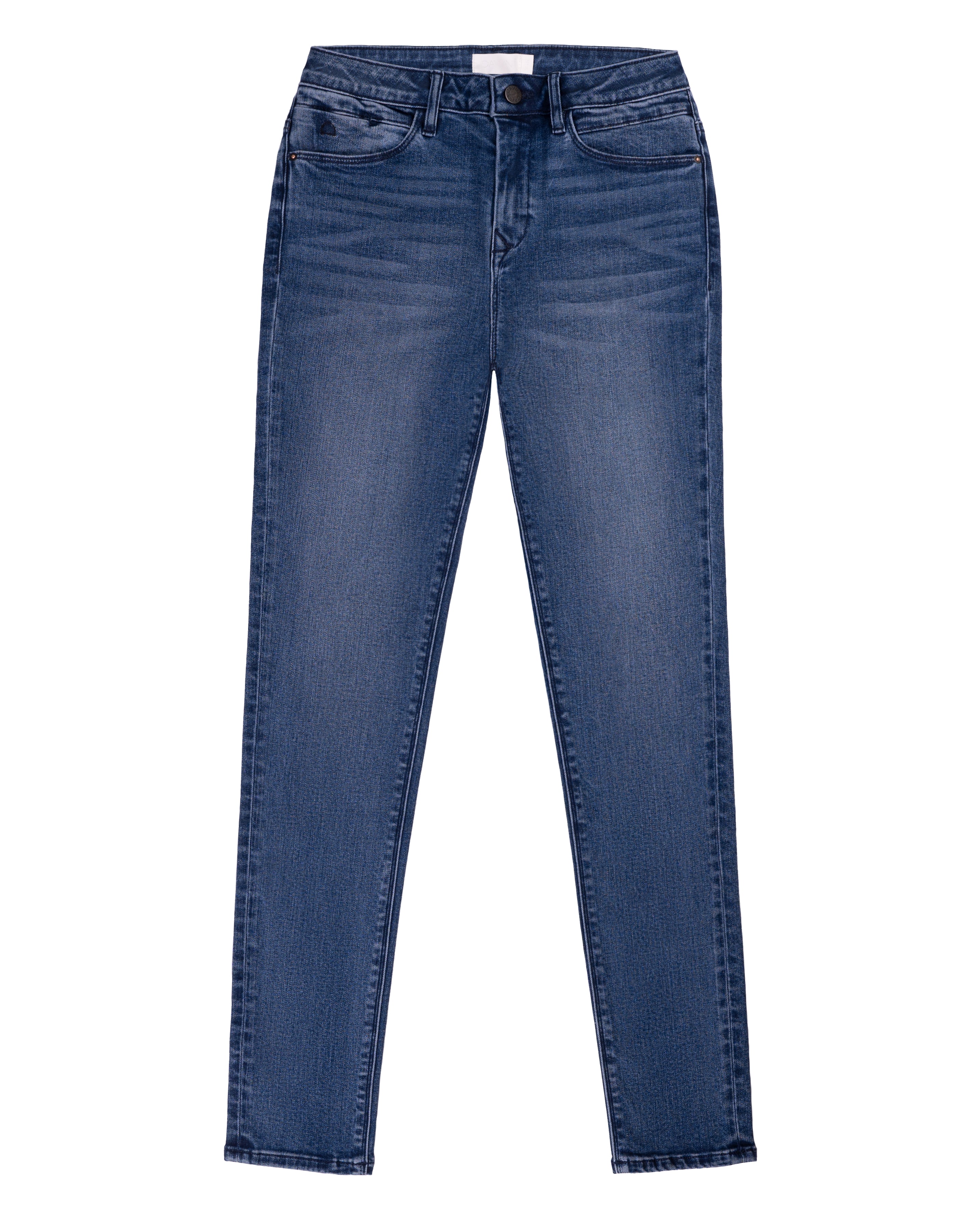 SUN UP Skinny Jeans Basic in Medium Blue, Powerstretch – Frontansicht mit 5-Pocket-Design und dezenter Fade.