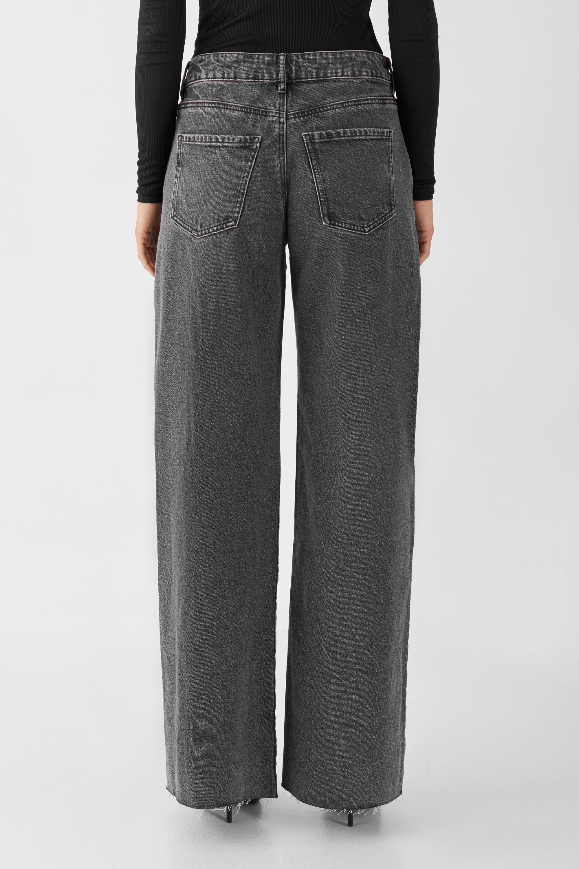 SUNNY Wide Leg Minimal Stretch - Open Hem - Light Grey