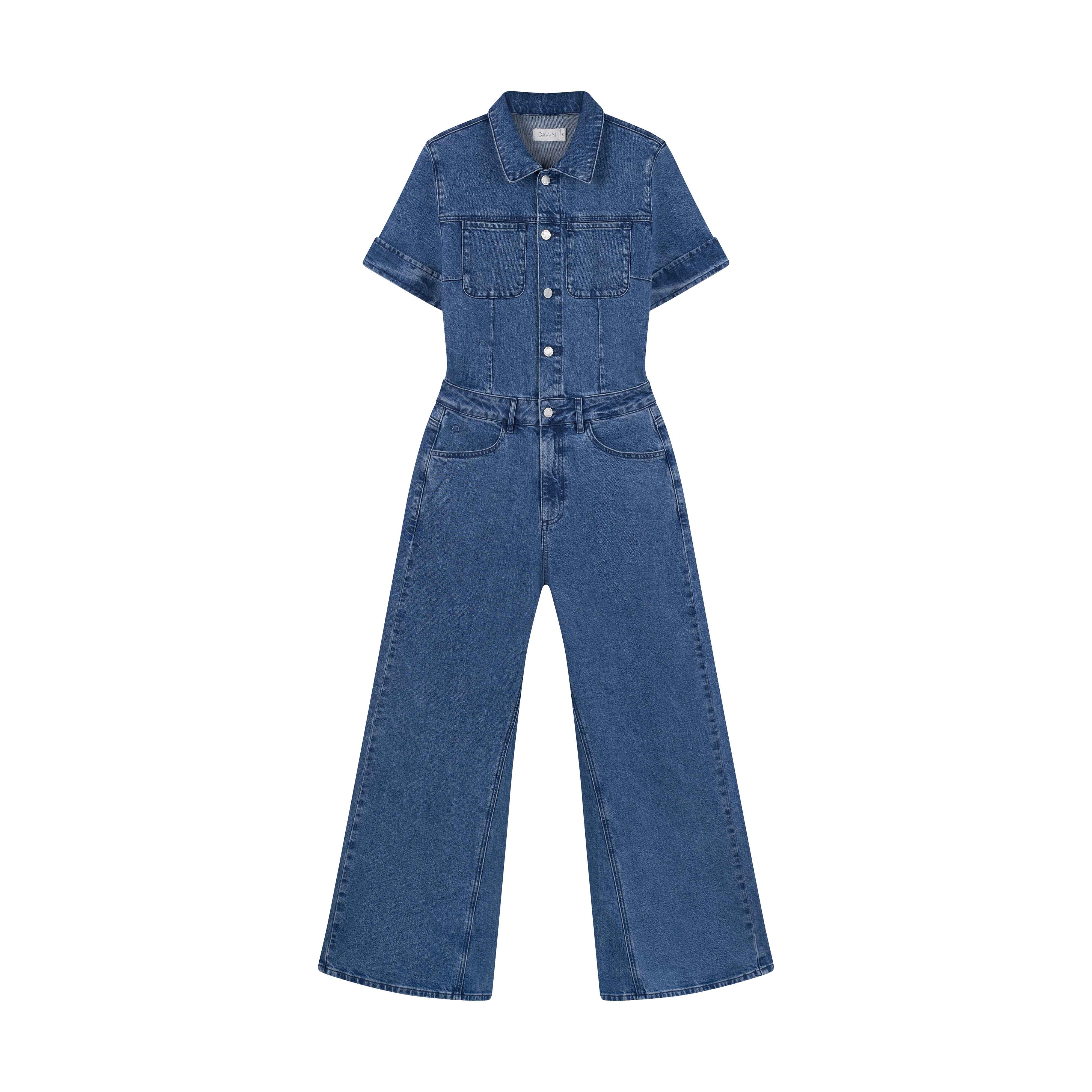 TWITTER Minimal Stretch - Short Sleeve Overall - Medium Blue