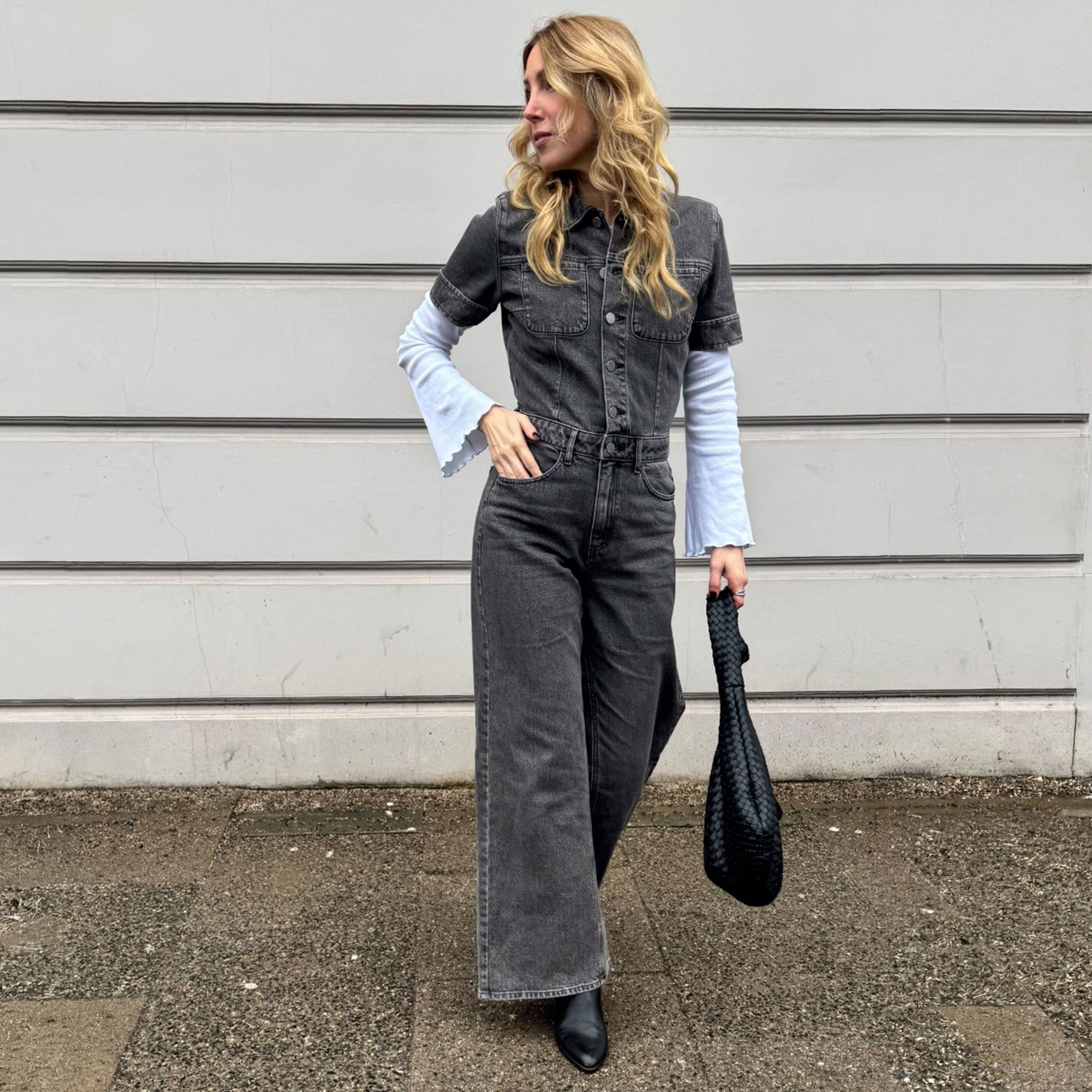 TWITTER Minimal Stretch - Short Sleeve Overall - Dark Grey