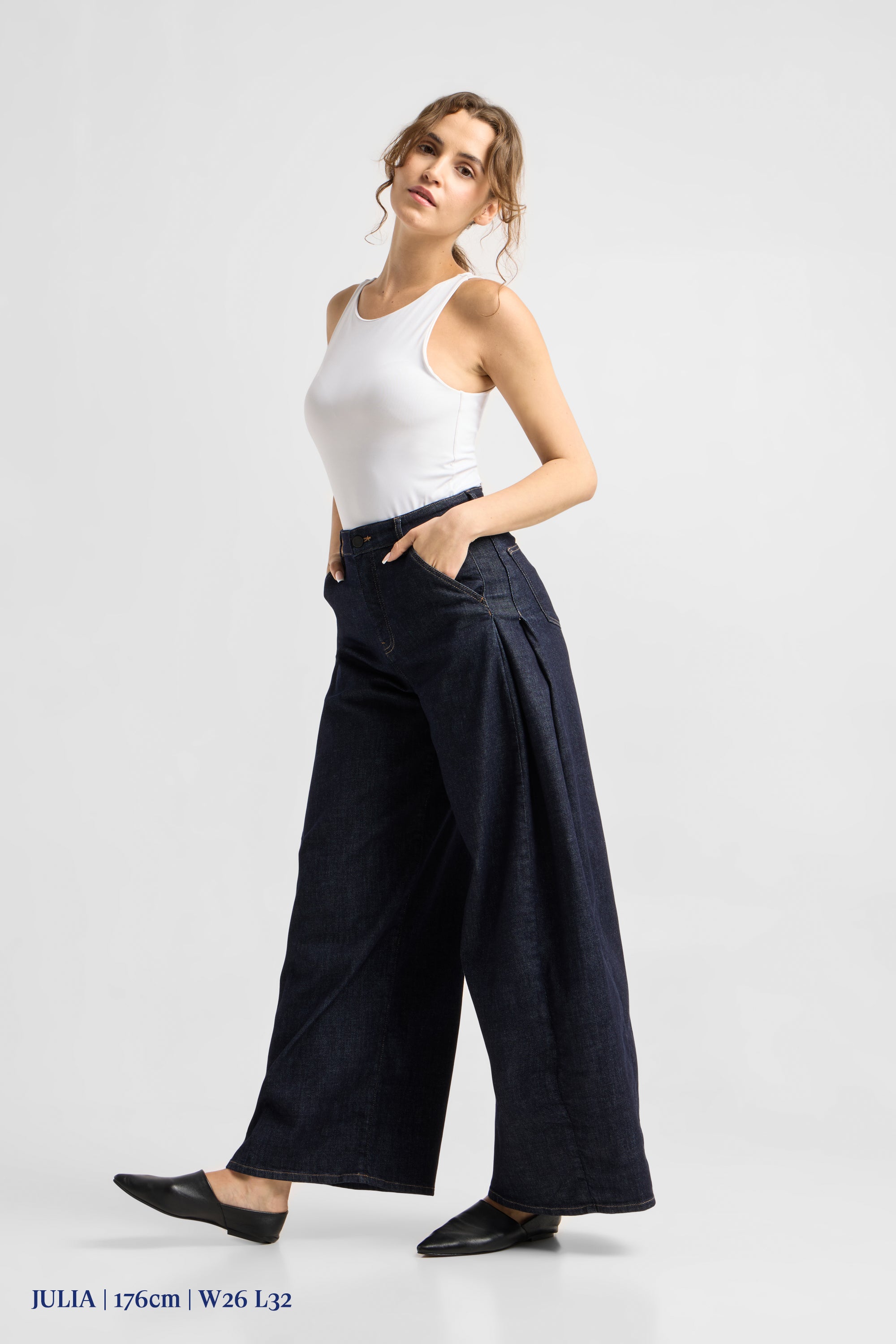 BEAMER Soft Denim - Super Wide leg - Raw Blue