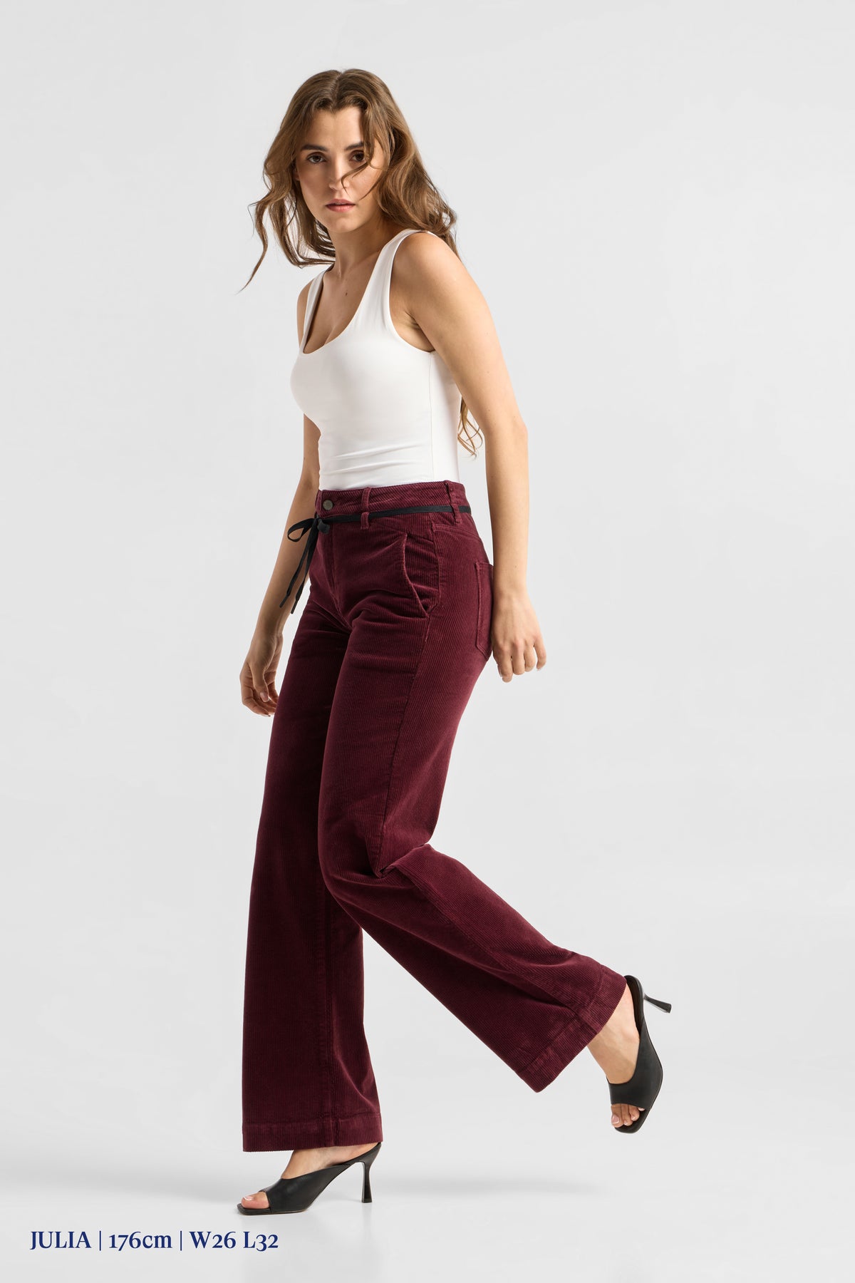 DEW Flared Corduroy - French Pocket - Plum Red Wine
