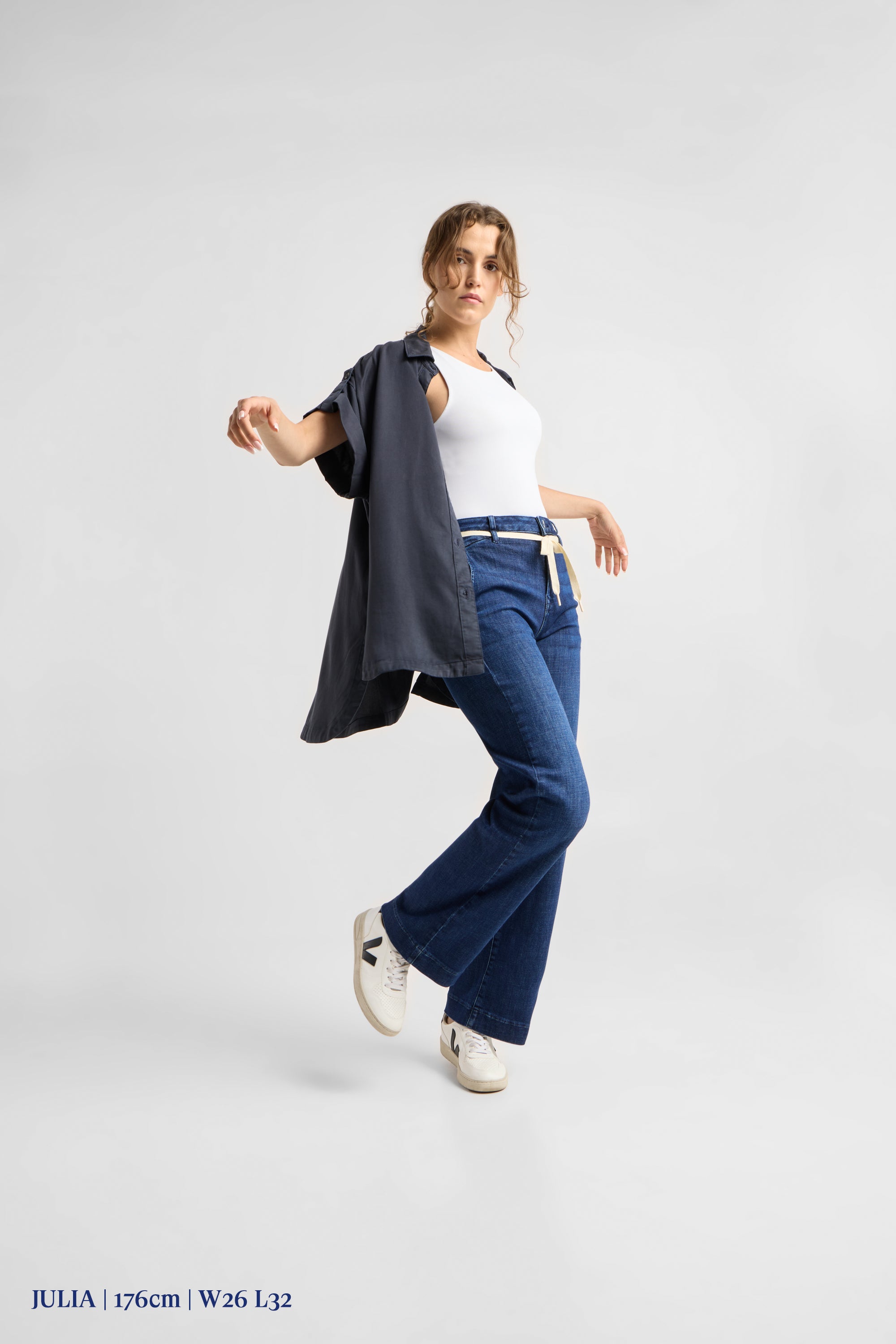 DEW Flared Soft Denim - French Pocket - Dark Blue