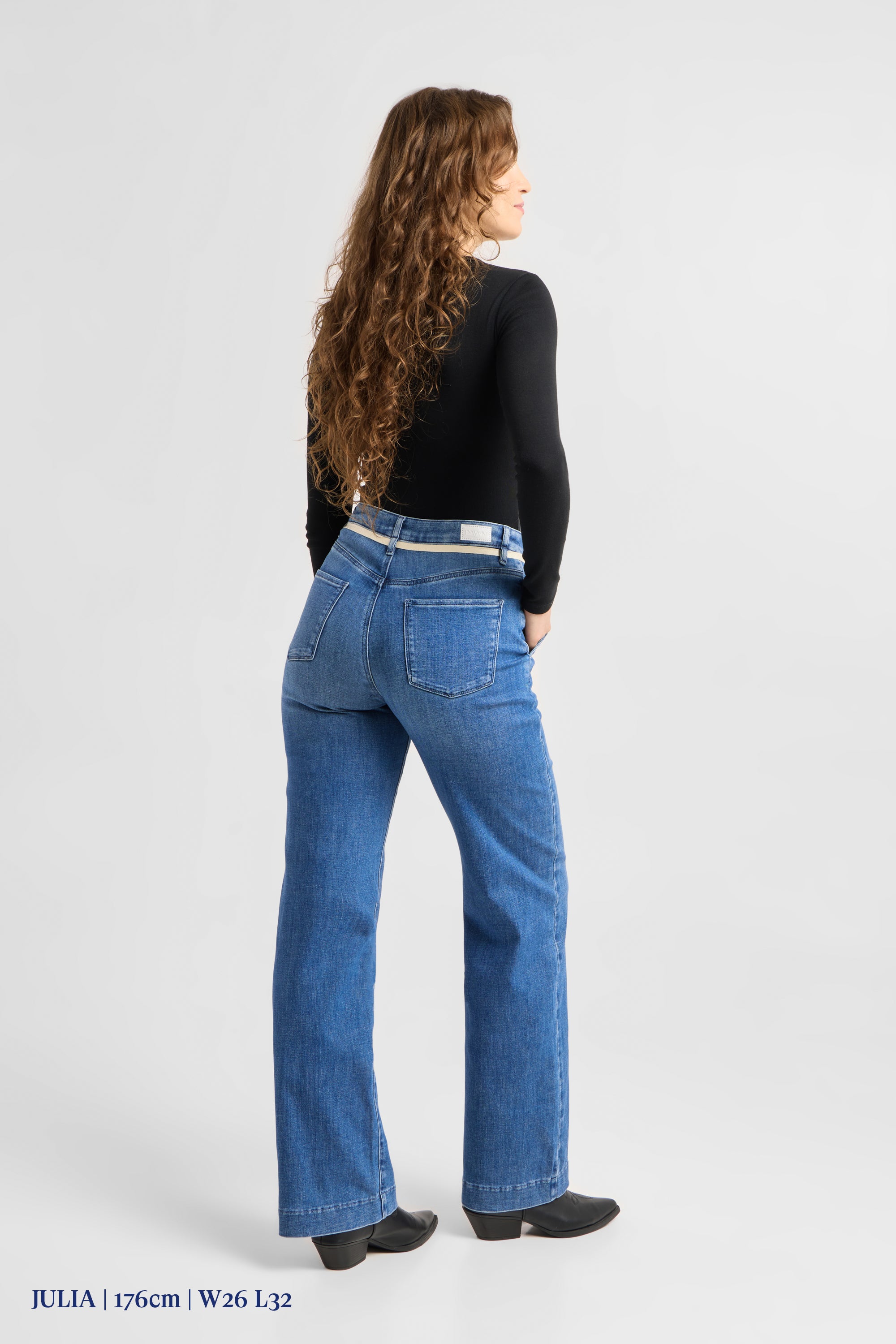 DEW Flared Soft Denim - French Pocket - Medium Blue