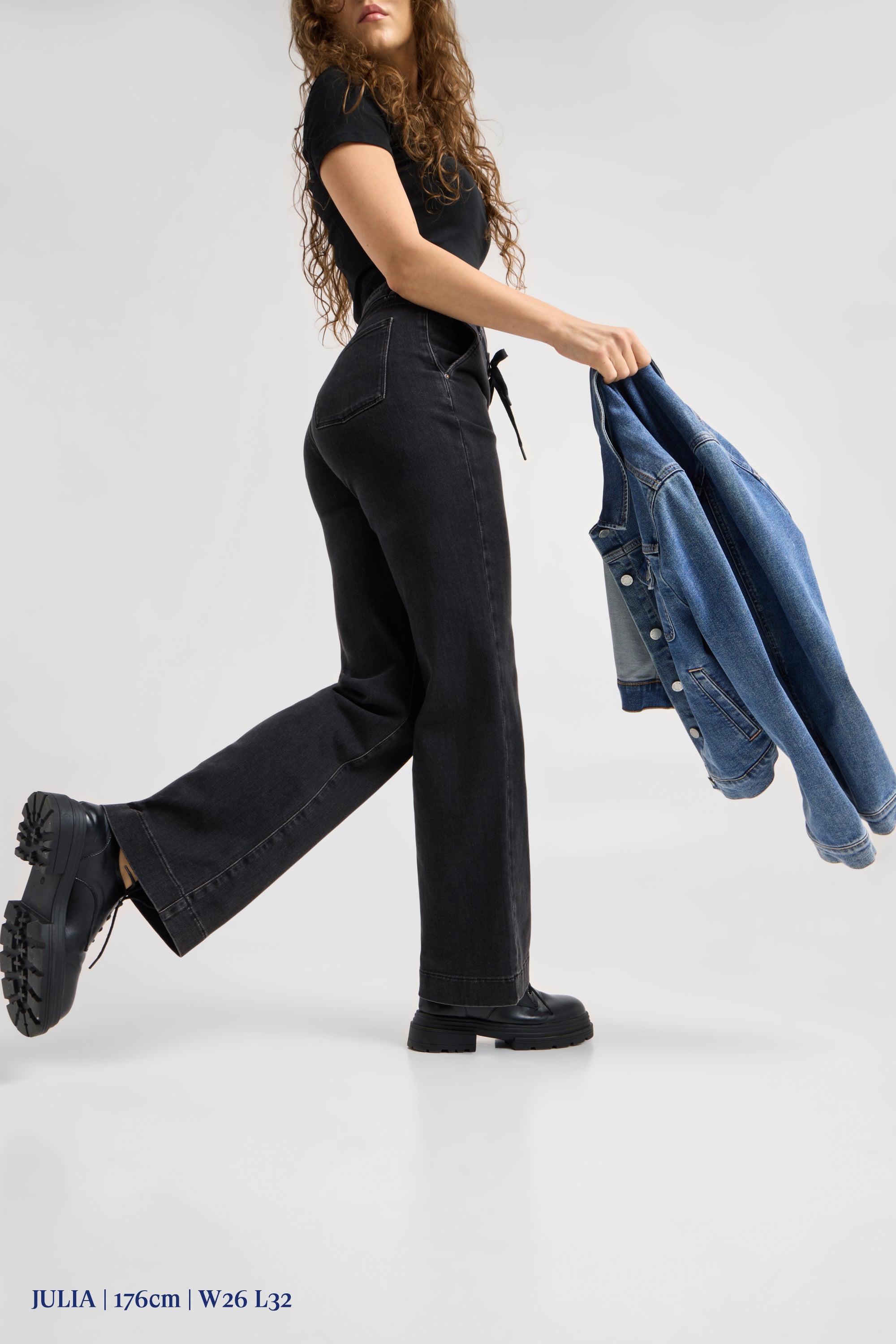 DEW Flared Soft Denim - French Pocket - Black Denim