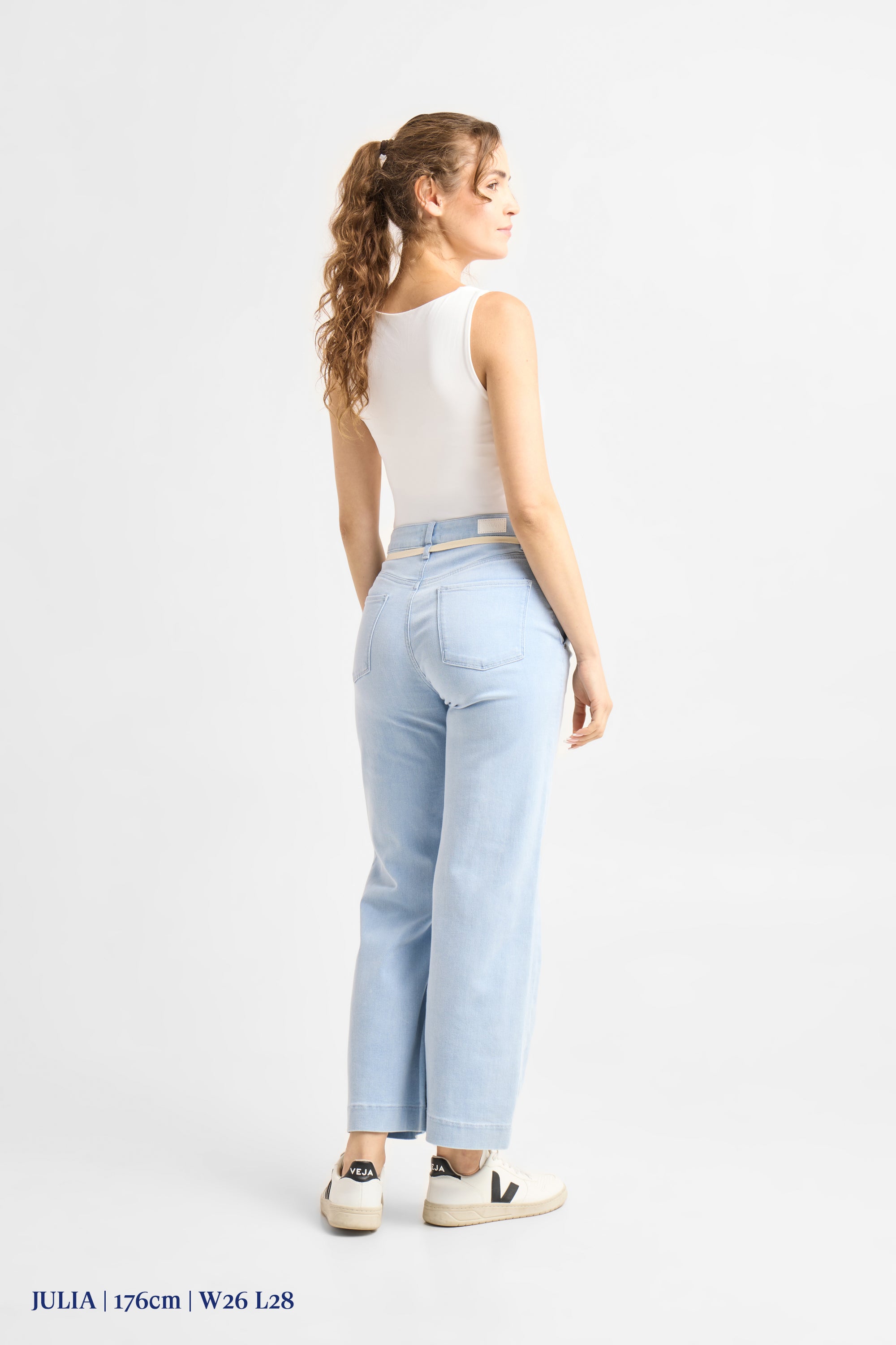 DEW Flared Cropped Soft Denim - French Pocket - Bright Blue