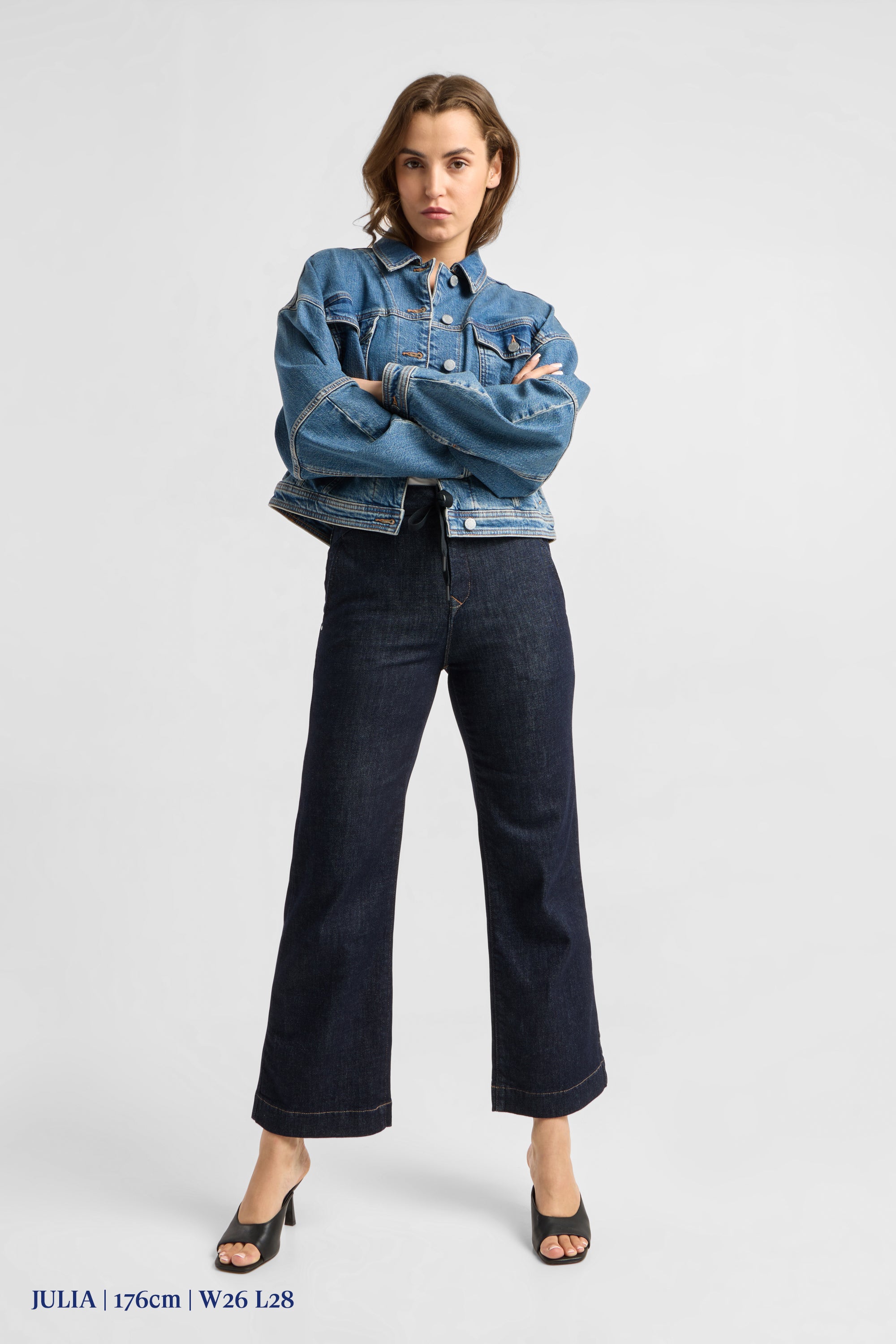 DEW Flared Cropped Soft Denim - French Pocket - Raw Blue