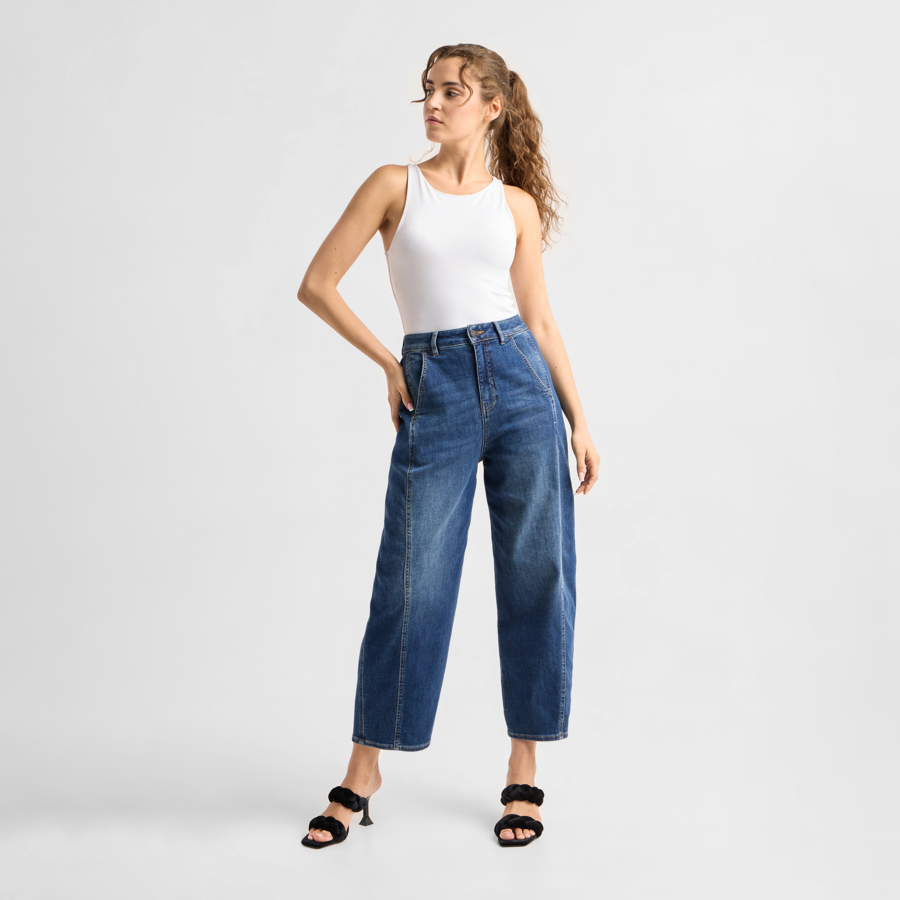 MOONDUST Soft Denim - Wide Barrel leg - Vintage Blue