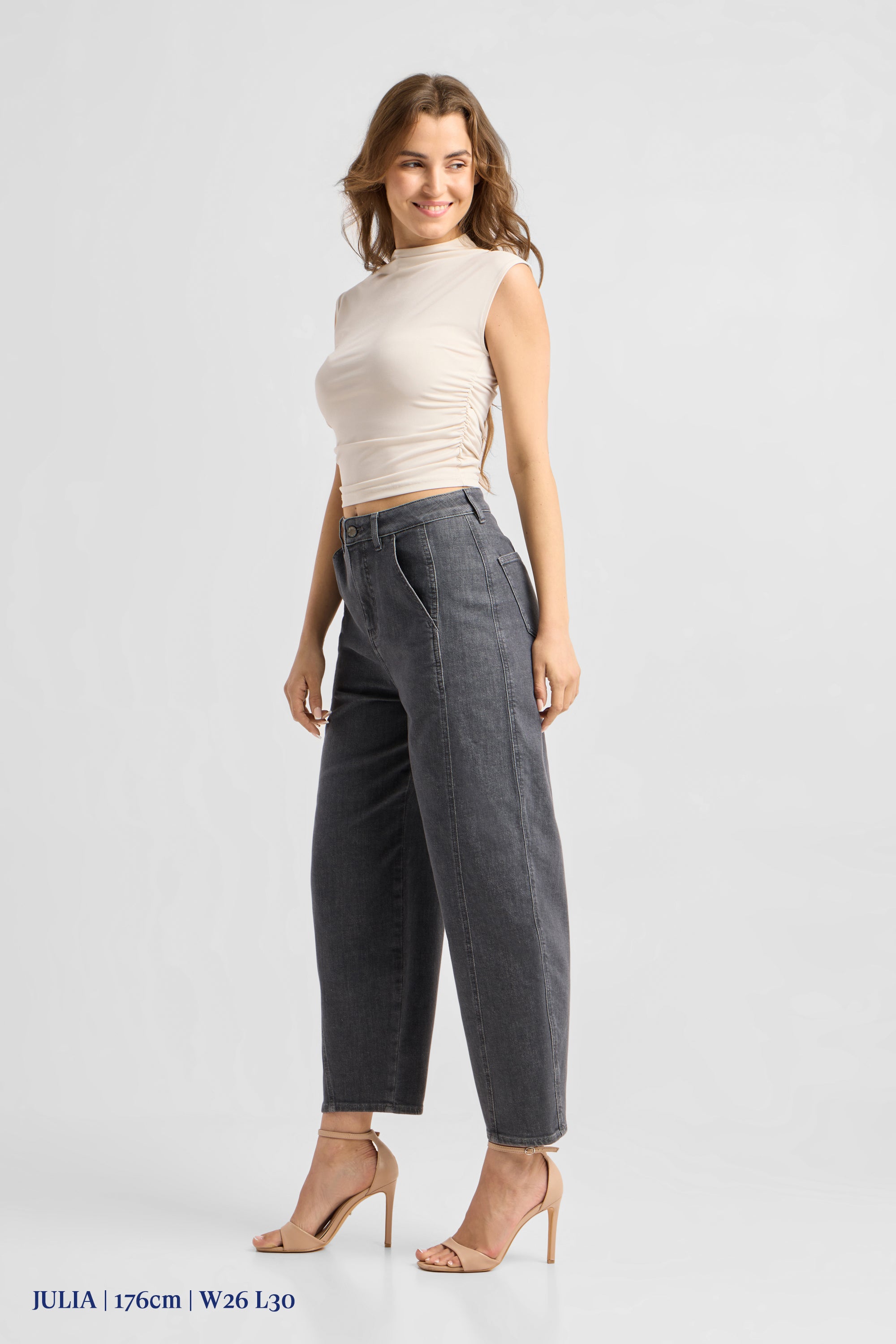 MOONDUST Soft Denim - Wide Barrel leg - Warm Grey
