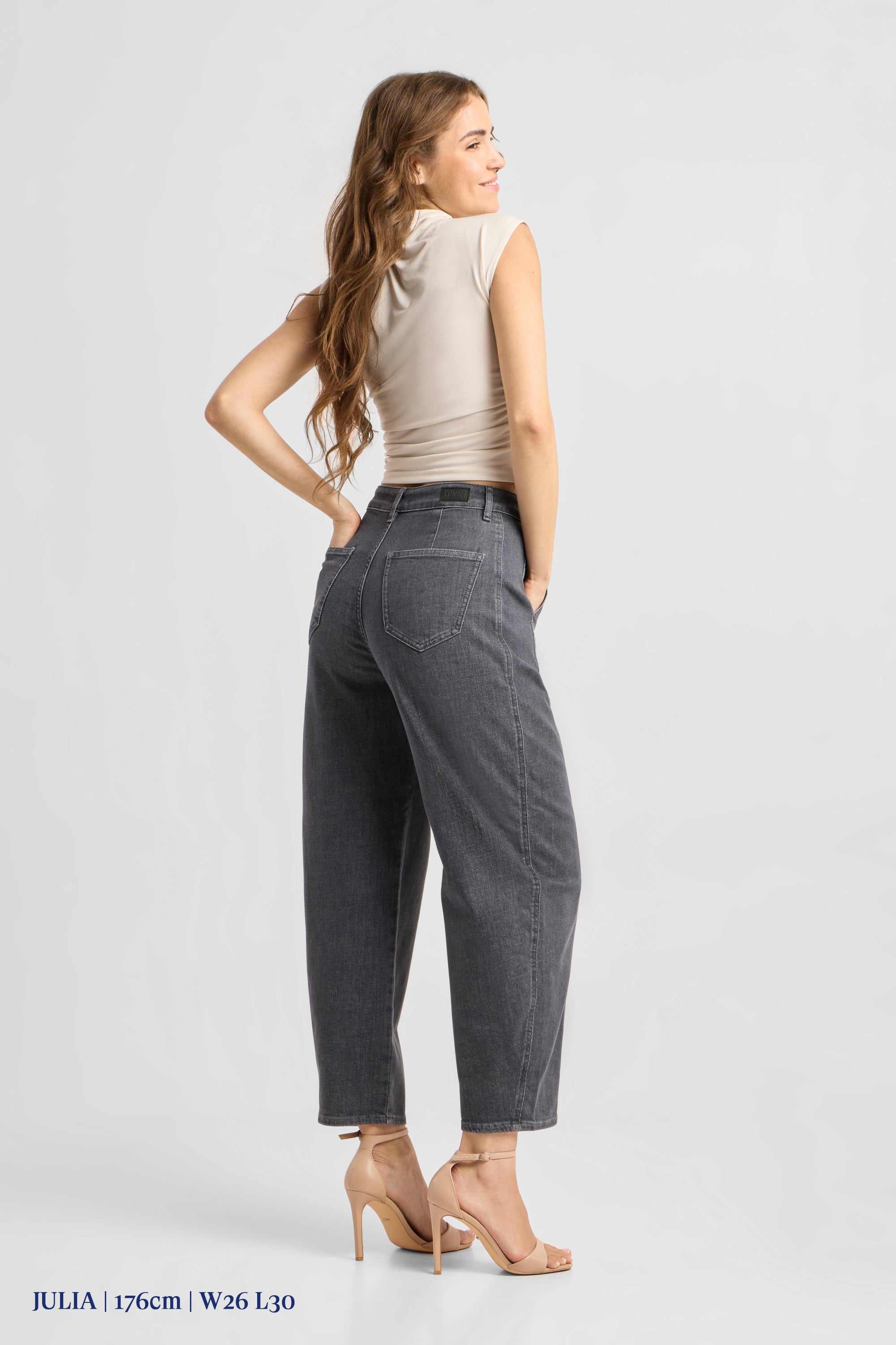 MOONDUST Soft Denim - Wide Barrel leg - Warm Grey