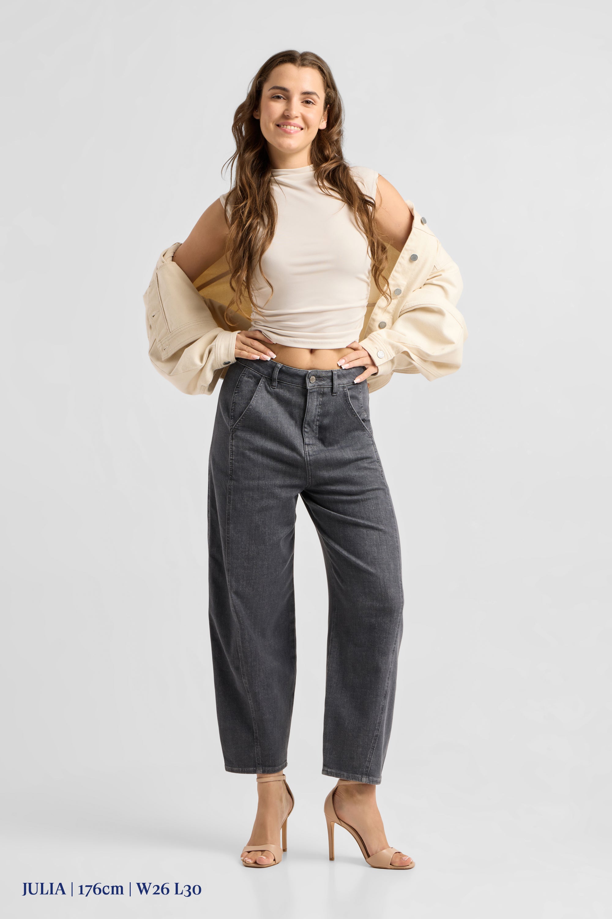 MOONDUST Soft Denim - Wide Barrel leg - Warm Grey