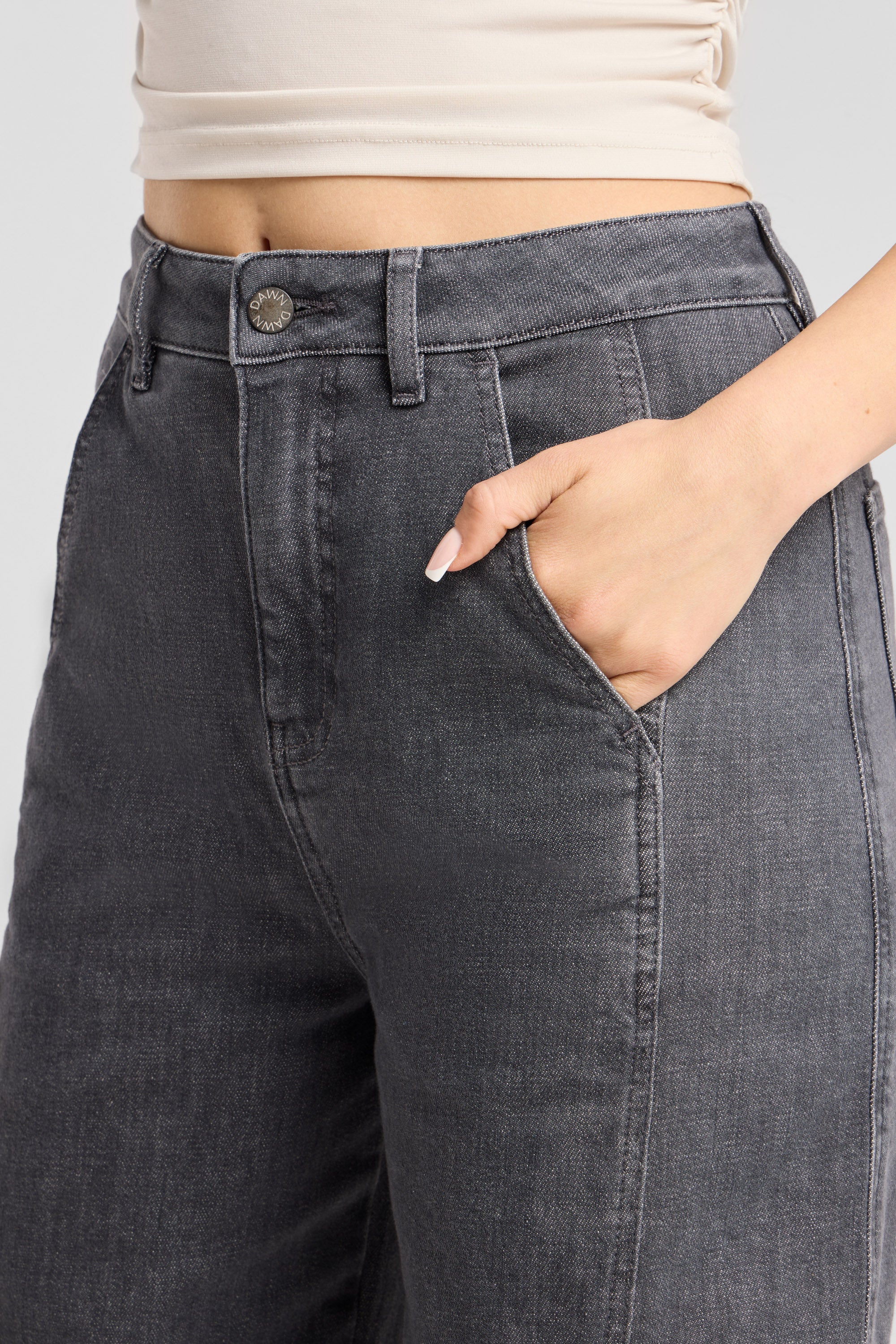 MOONDUST Soft Denim - Wide Barrel leg - Warm Grey