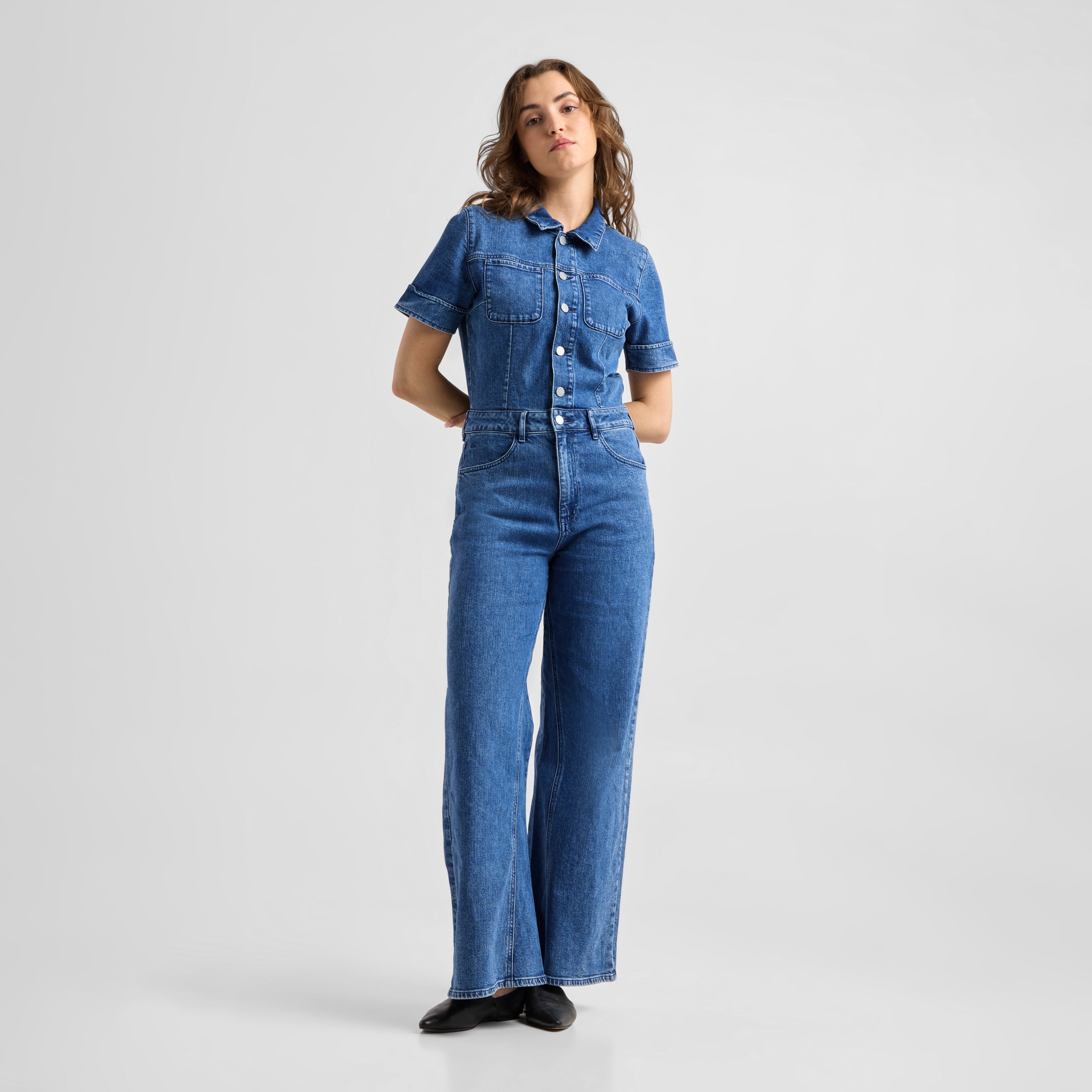 TWITTER Minimal Stretch - Short Sleeve Overall - Medium Blue