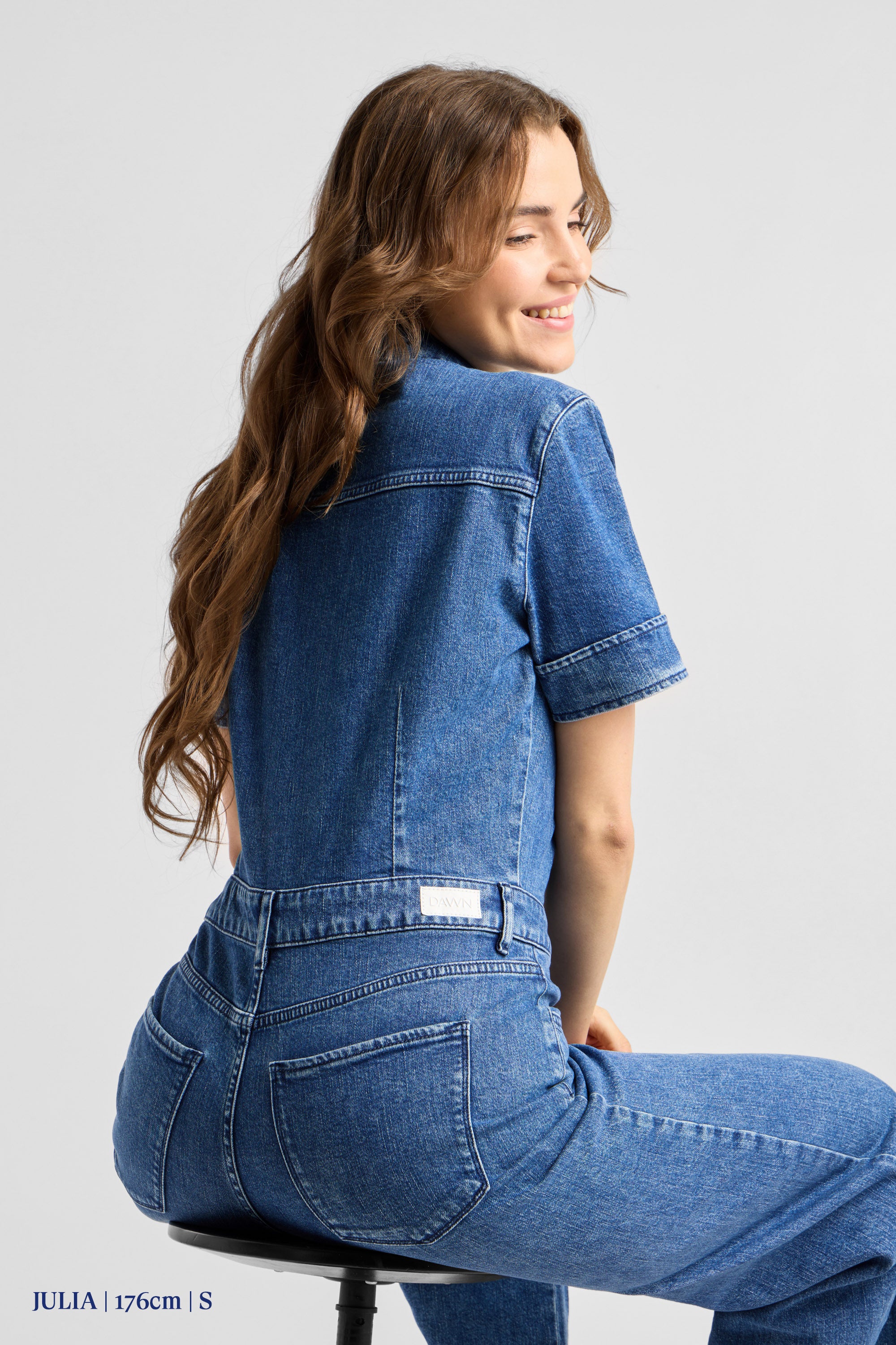 TWITTER Minimal Stretch - Short Sleeve Overall - Medium Blue