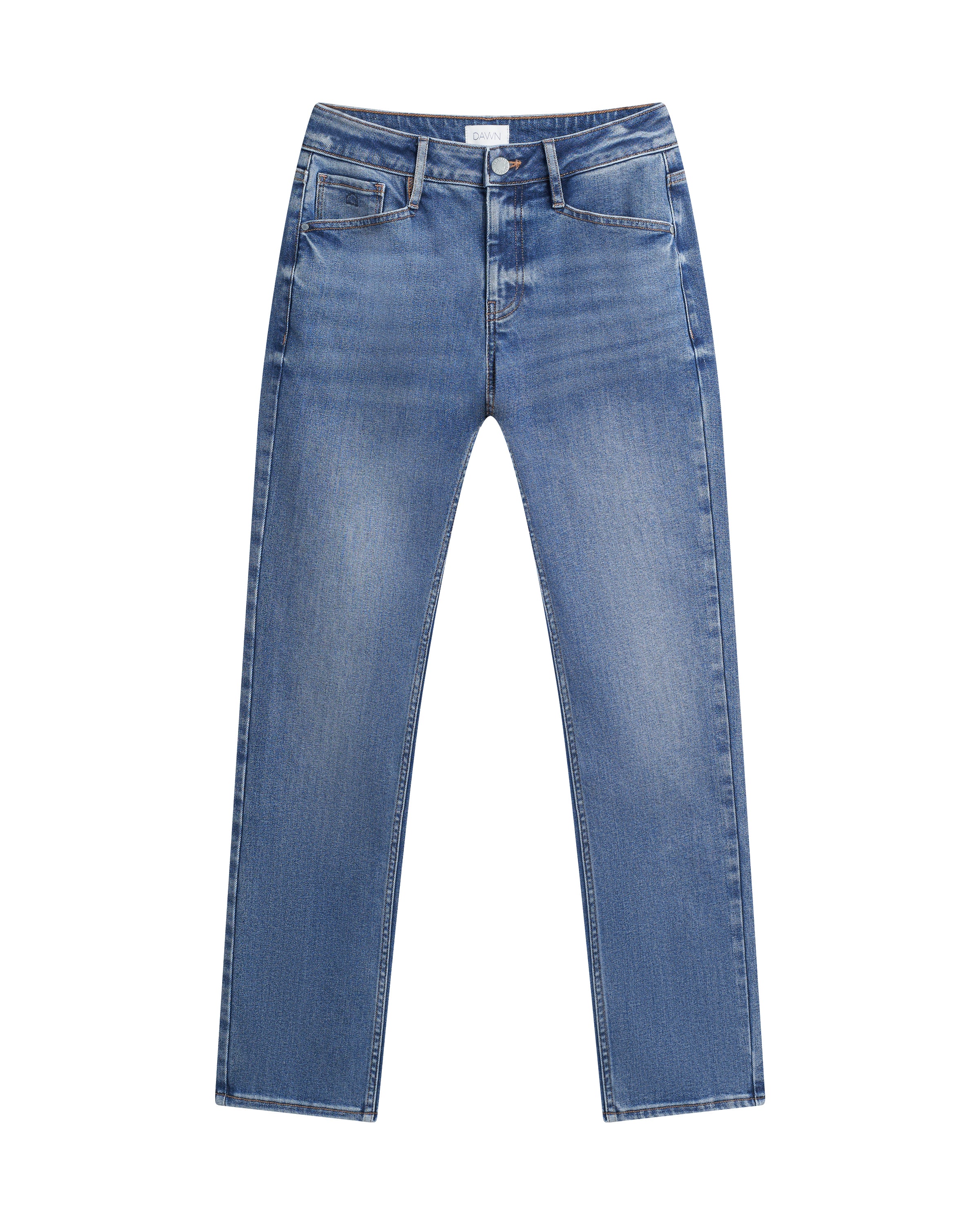 SUNSET Regular Slim Soft Tencel Jeans in Medium Blue, Fronttaschen, mittelhoher Bund, schlanker Schnitt, gerade Beinform.