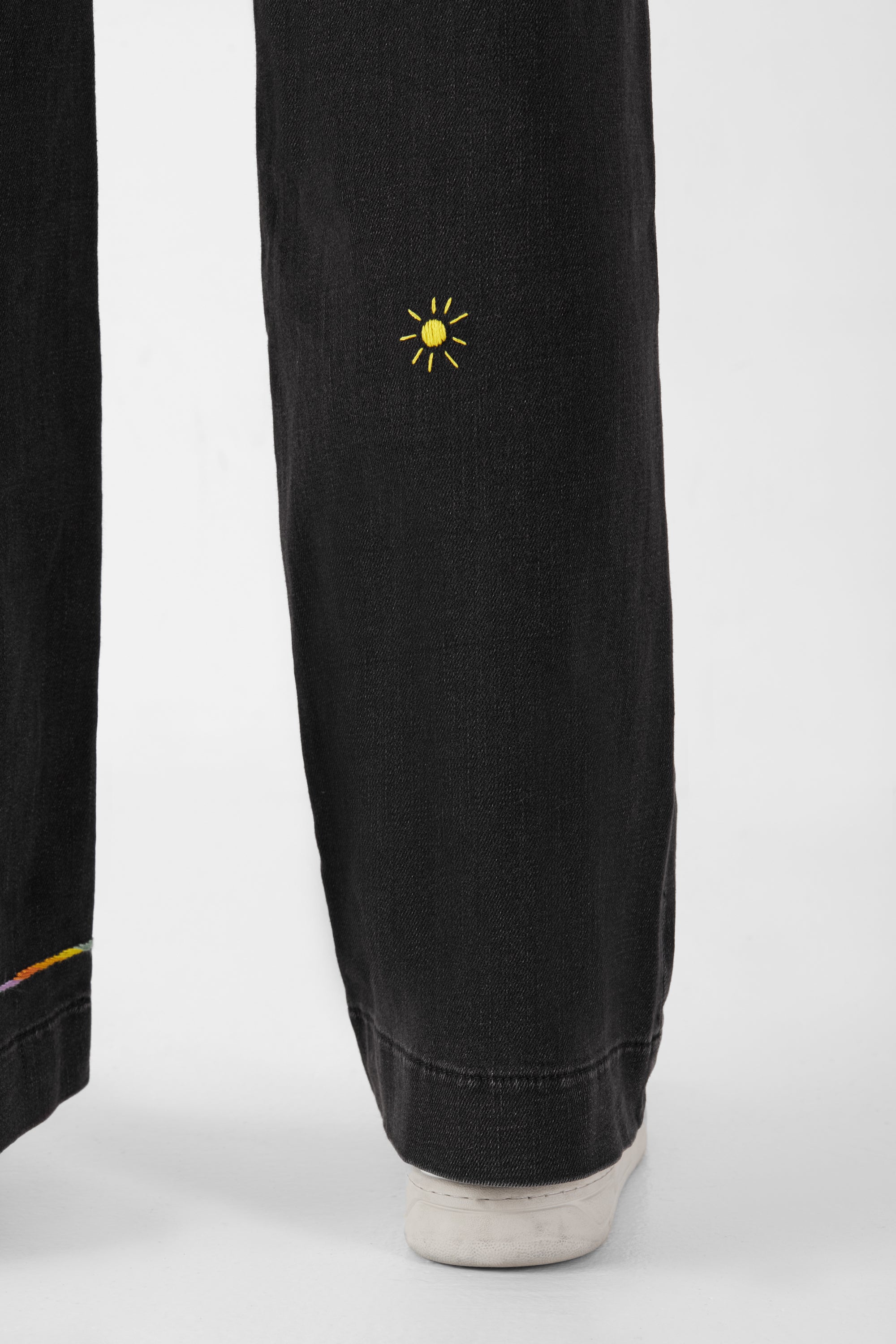 DEW Flared Soft Denim - French Pocket - Black Denim - Art on Broken Pieces