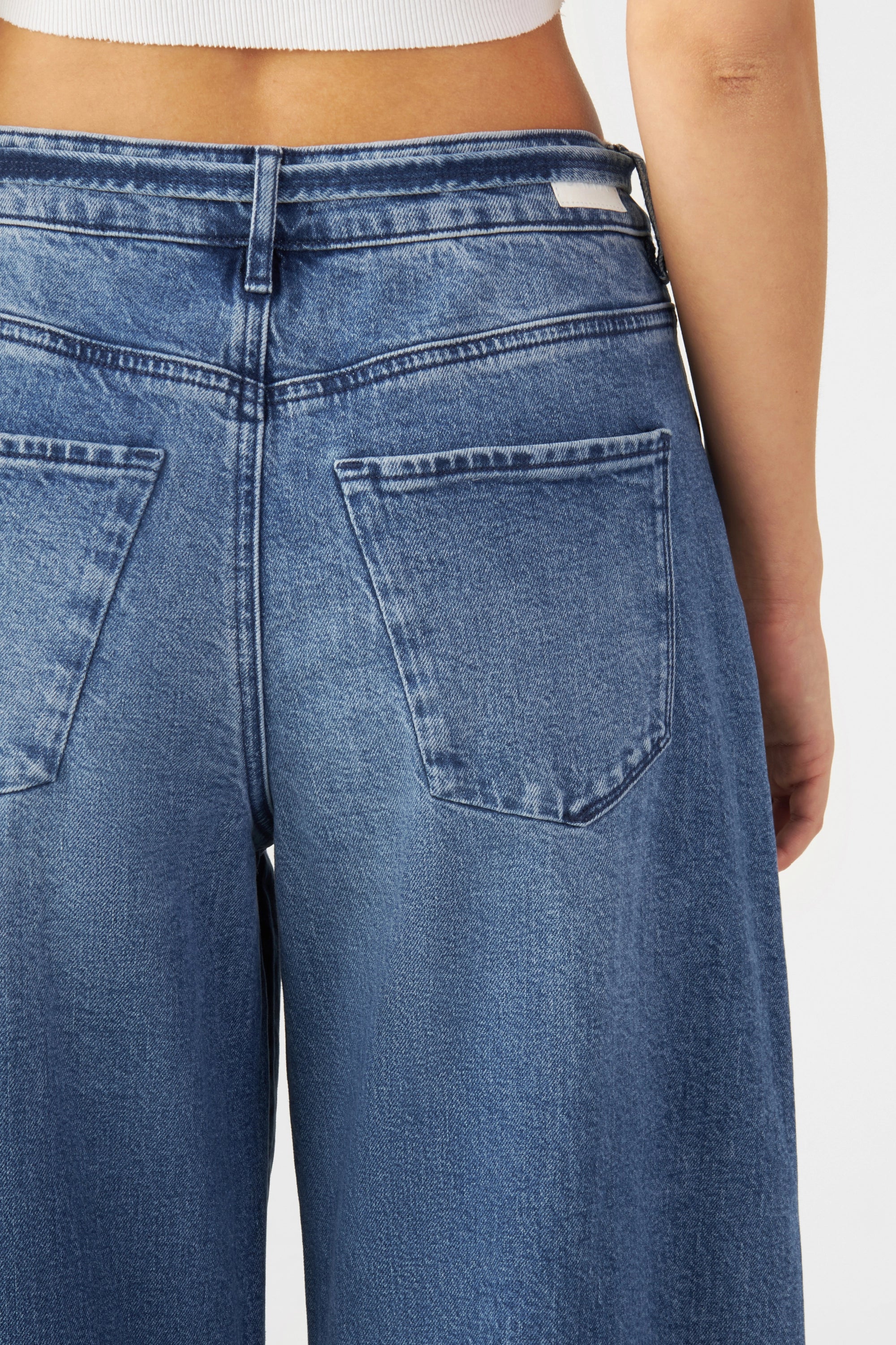 SUNNY Wide Leg Minimal Stretch - Turn Up - Medium Blue