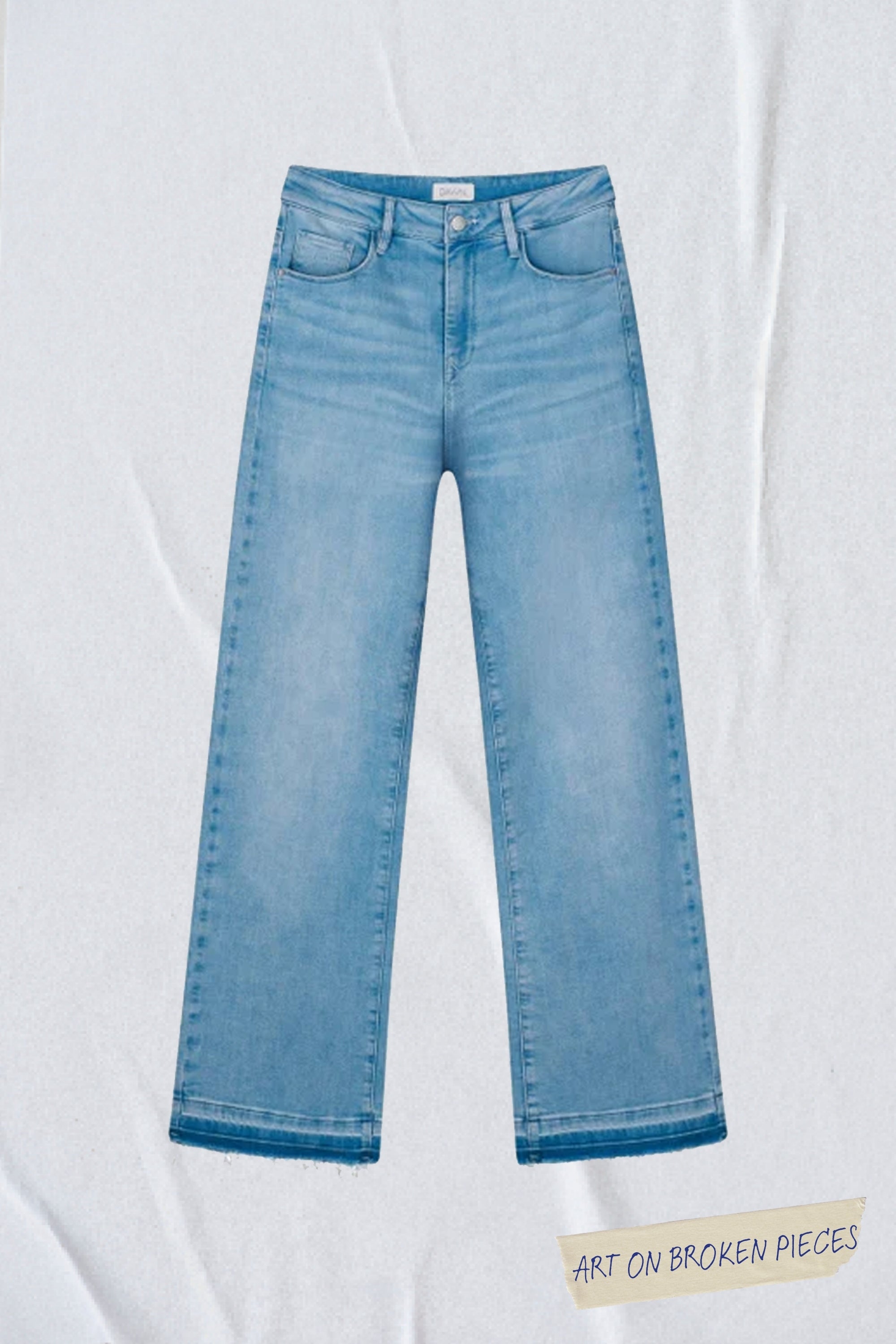 DEW Flared Soft Denim - Open Hem - Light Blue - Art on Broken Pieces