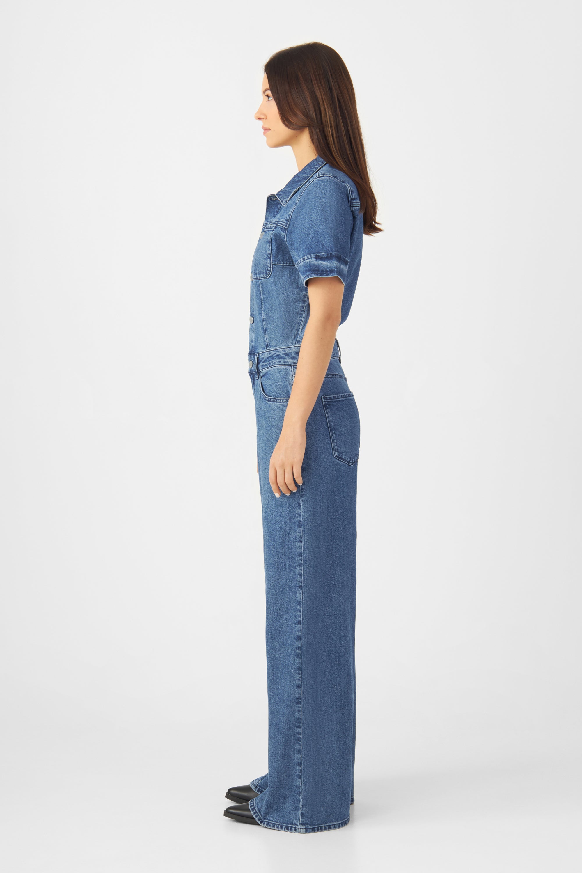 TWITTER Minimal Stretch - Short Sleeve Overall - Medium Blue