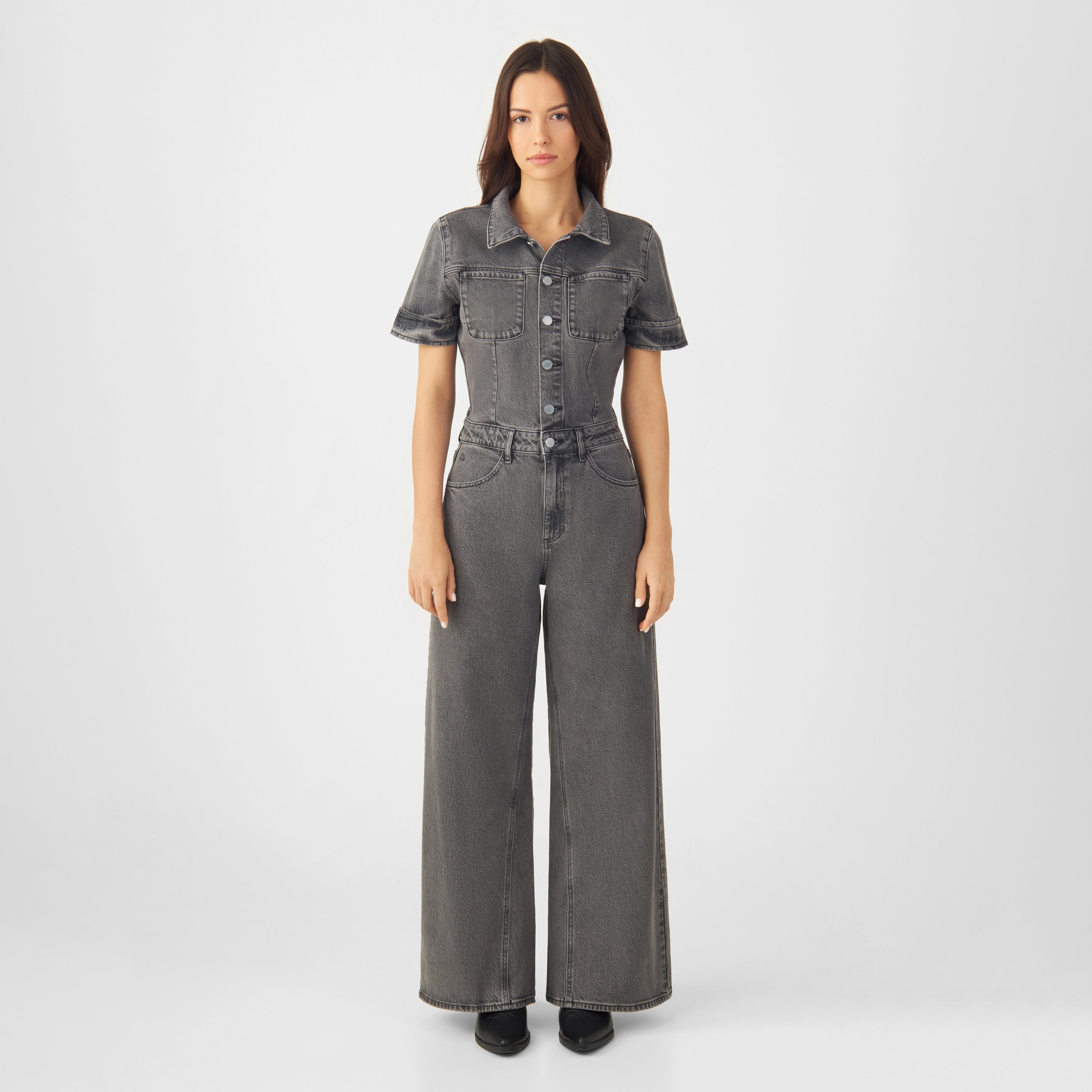TWITTER Minimal Stretch - Short Sleeve Overall - Dark Grey