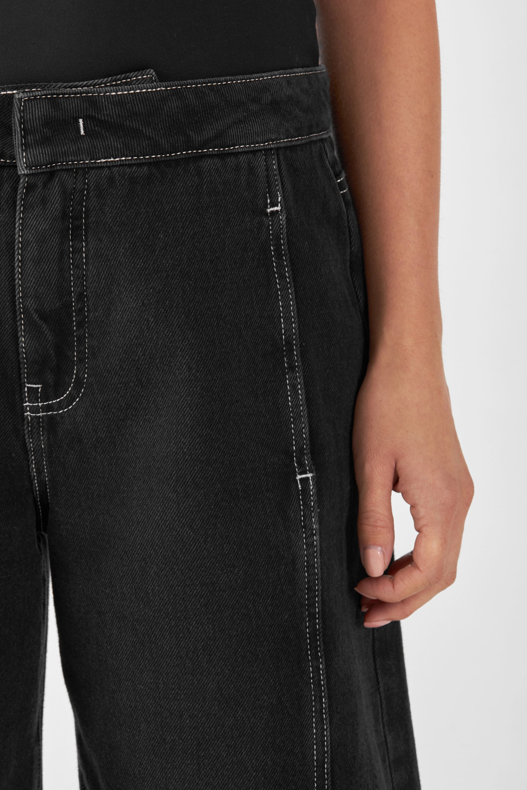 SUNNY Wide Leg Non Stretch - Contrast - Black Denim